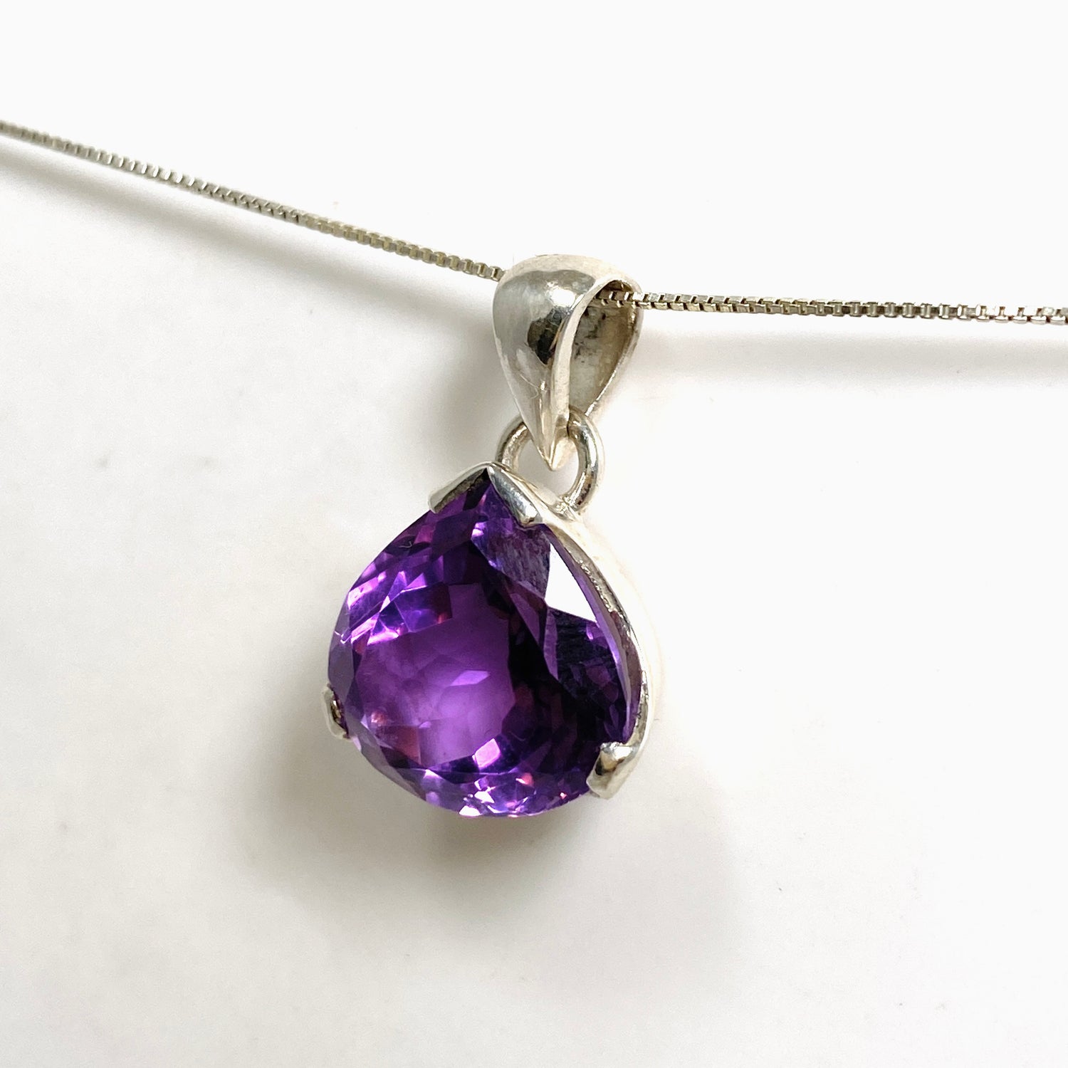 Amethyst Teardrop Faceted Pendant PPGJ1292