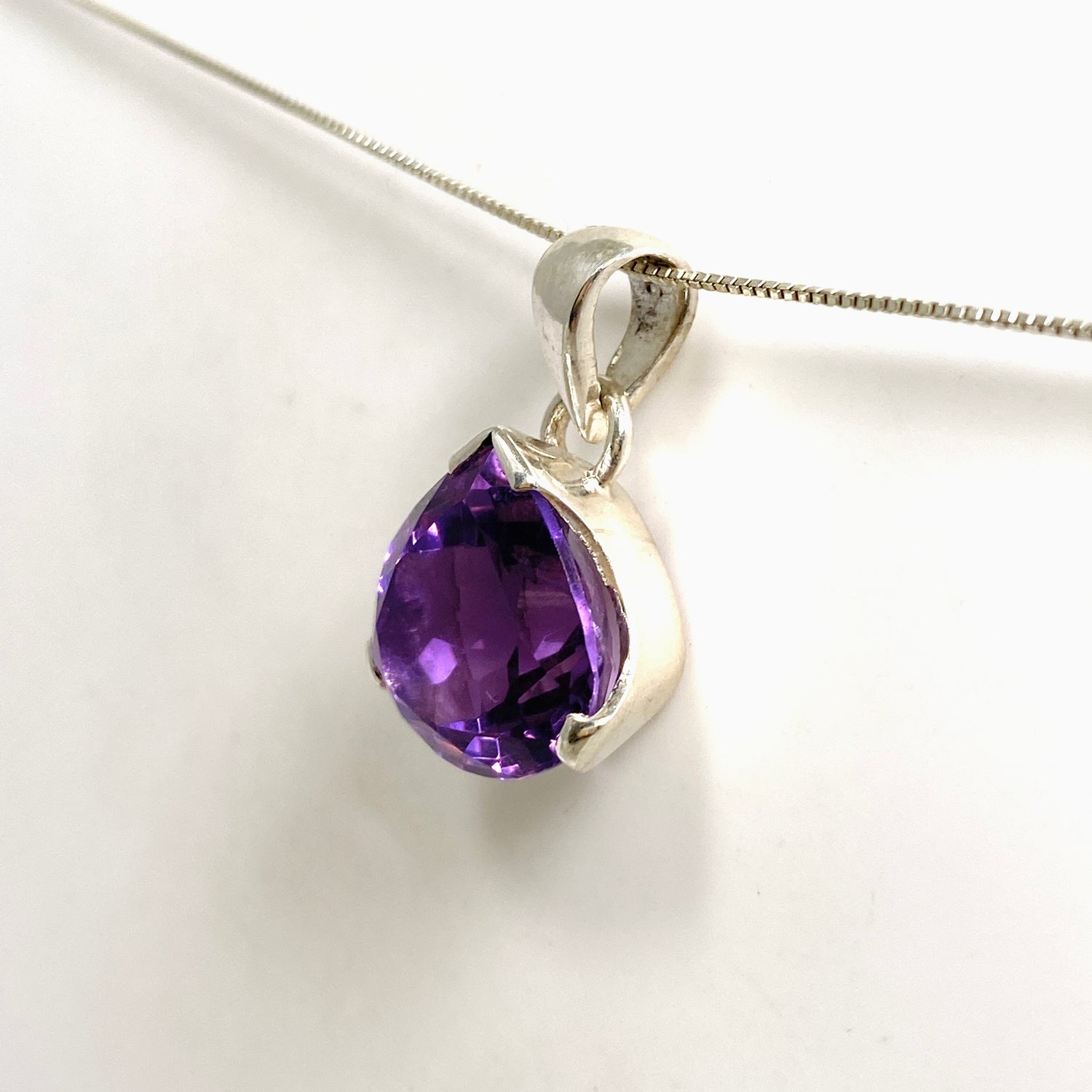Amethyst Teardrop Faceted Pendant PPGJ1292
