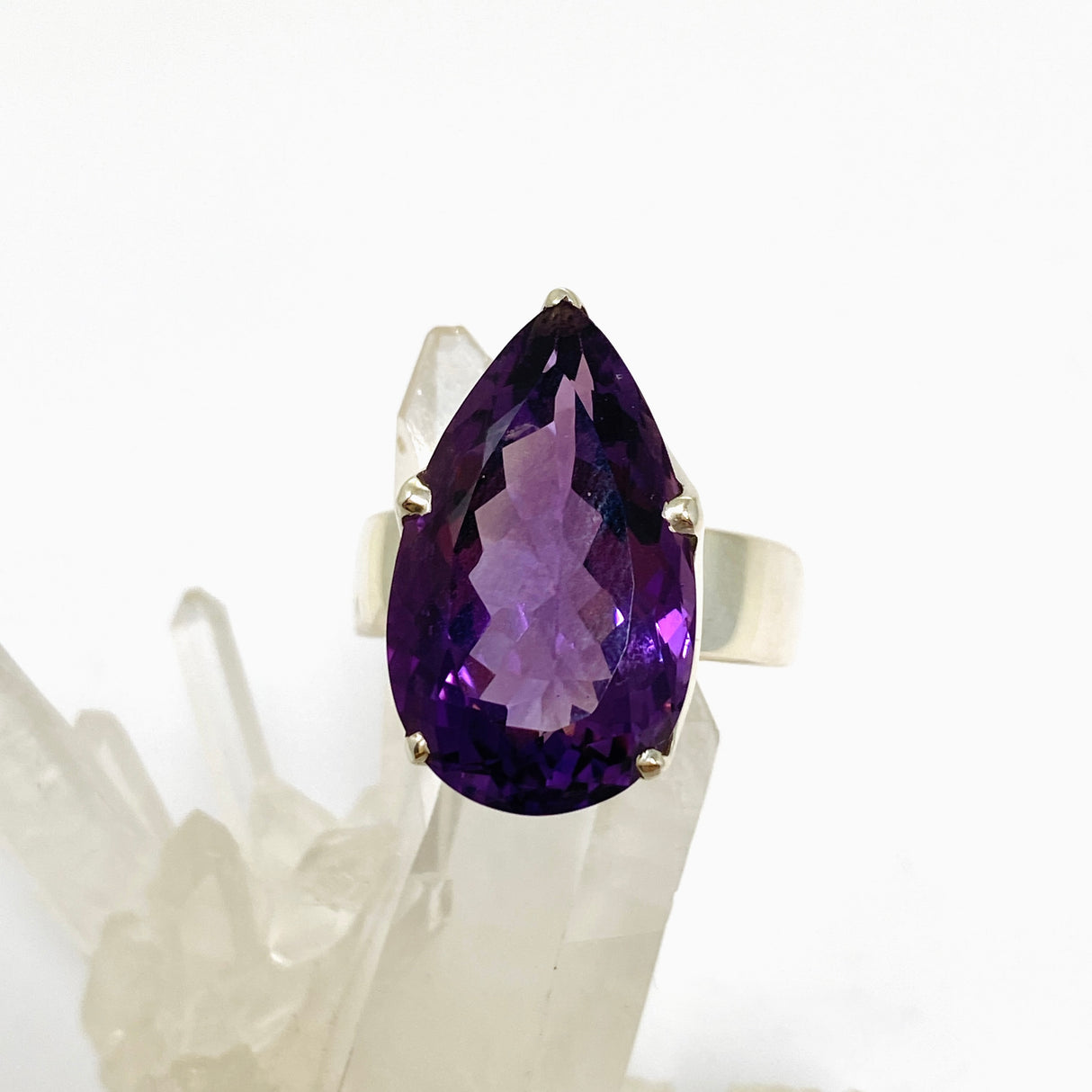 Amethyst Teardrop Faceted Ring Size 12.75 PRGJ838