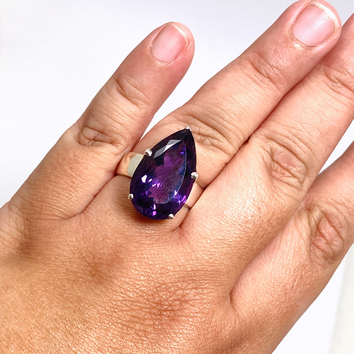 Amethyst Teardrop Faceted Ring Size 12.75 PRGJ838