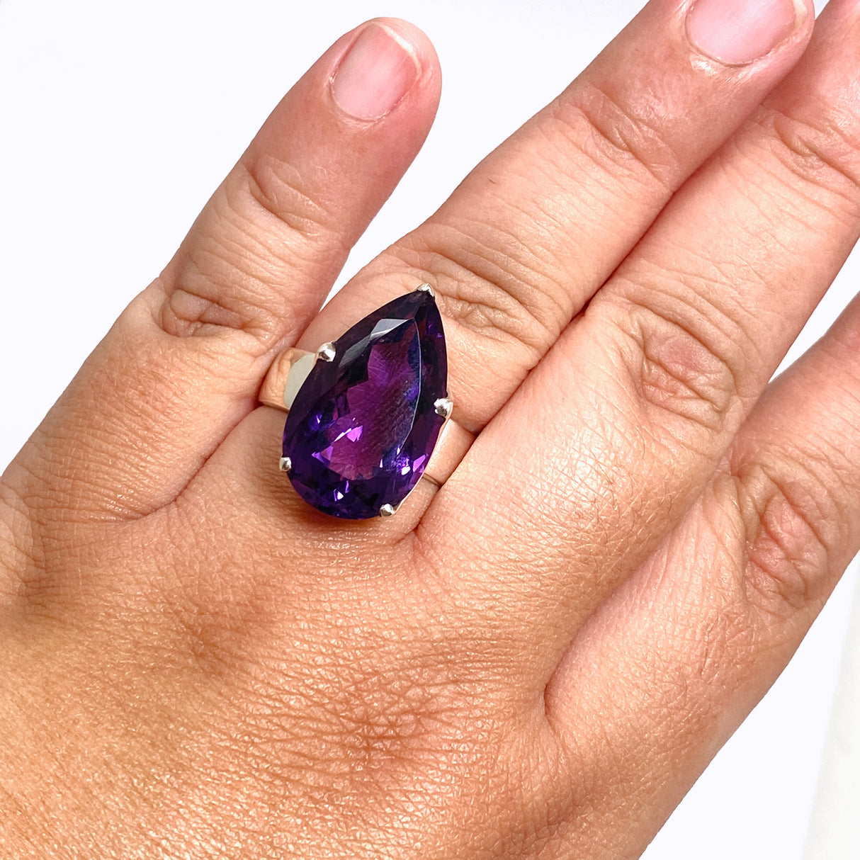 Amethyst Teardrop Faceted Ring Size 12.75 PRGJ838