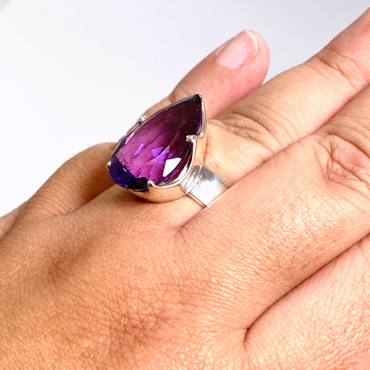 Amethyst Teardrop Faceted Ring Size 12.75 PRGJ838