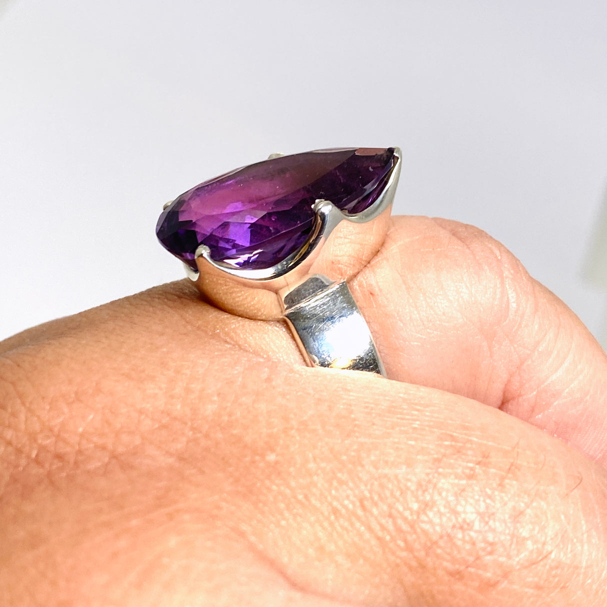 Amethyst Teardrop Faceted Ring Size 12.75 PRGJ838