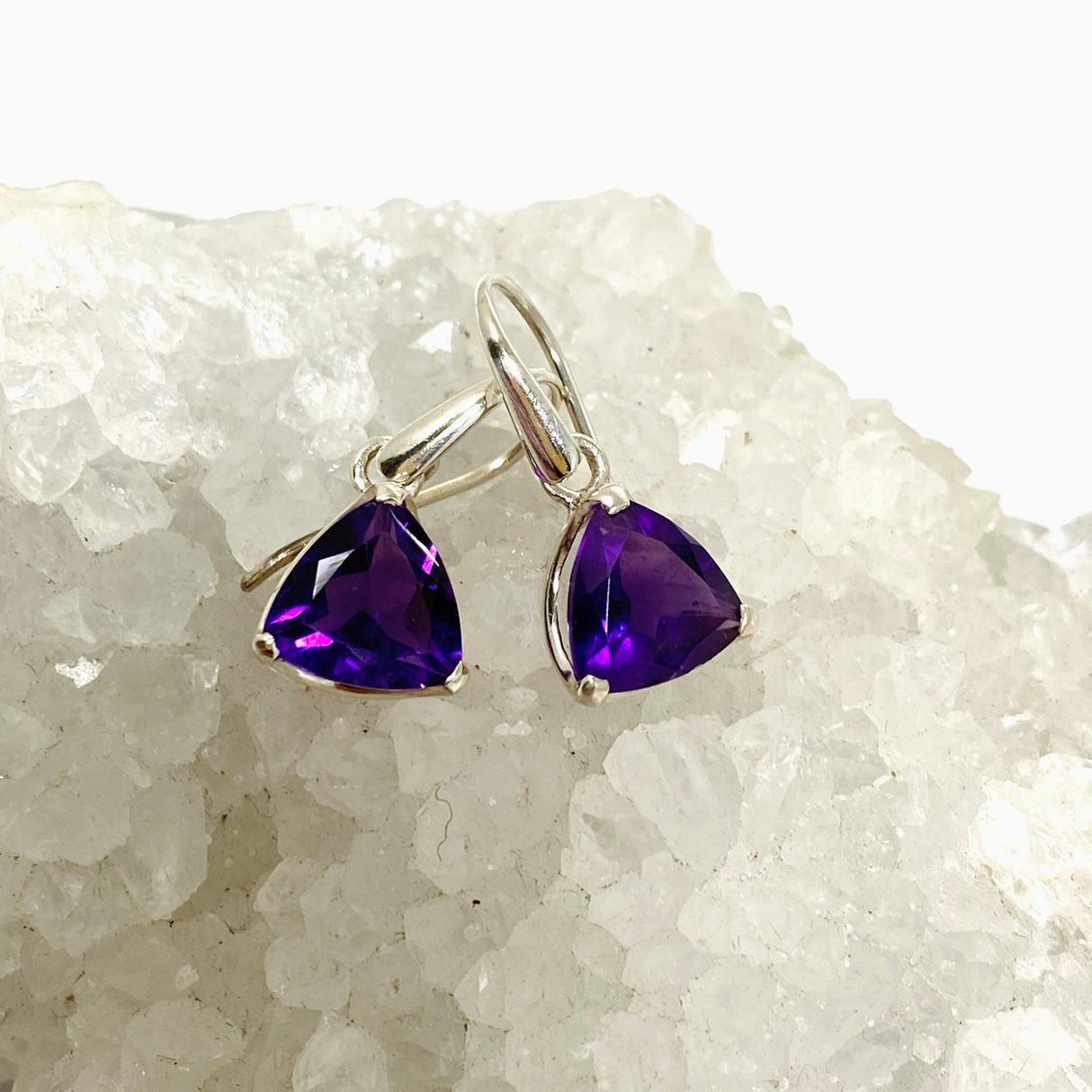 Amethyst Triangular Faceted Earrings PEG301