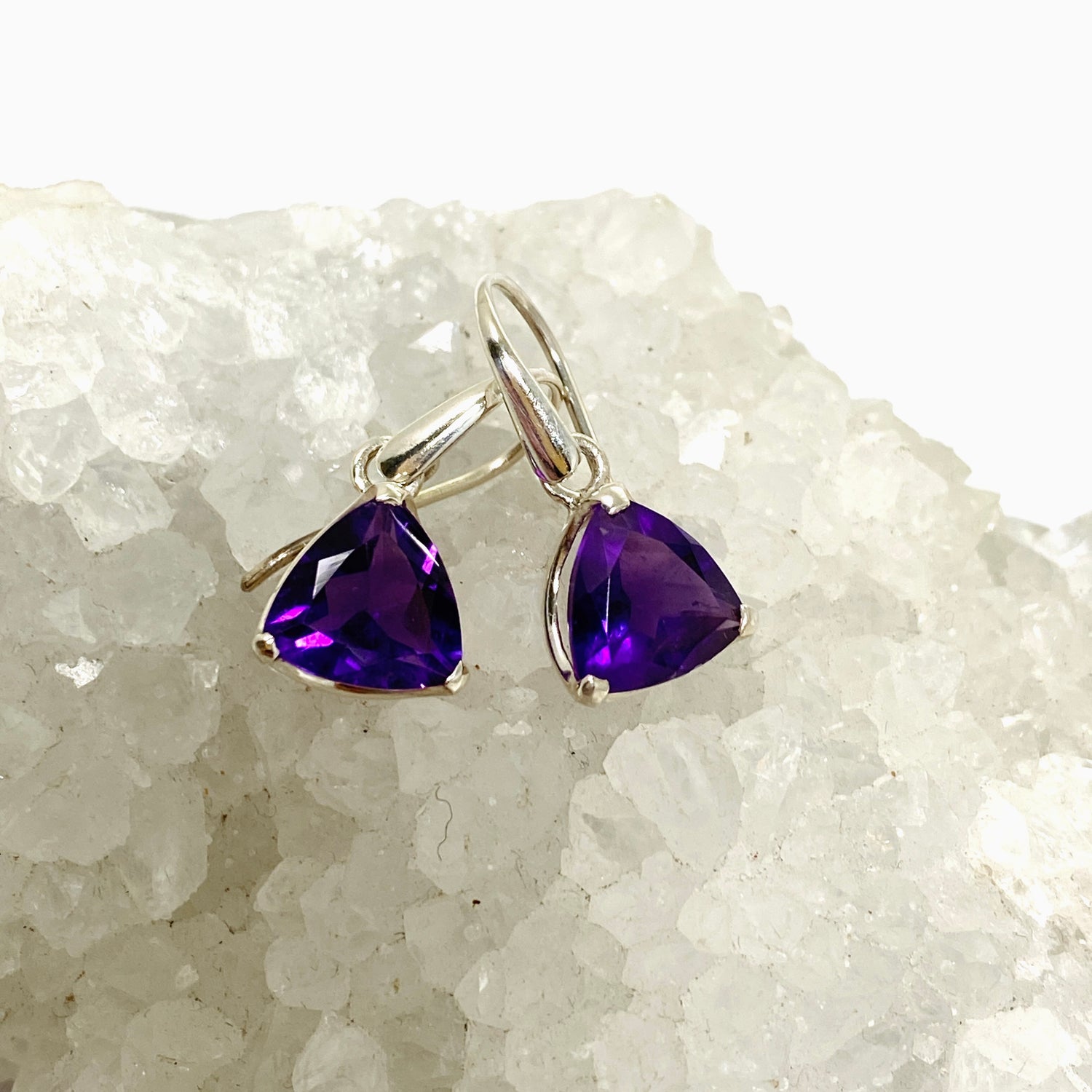 Amethyst Triangular Faceted Earrings PEG301