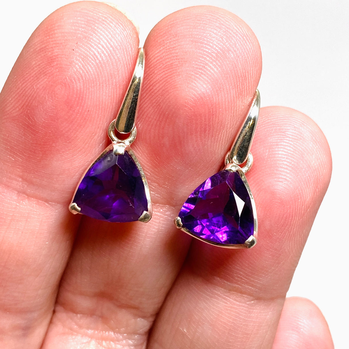 Amethyst Triangular Faceted Earrings PEG301