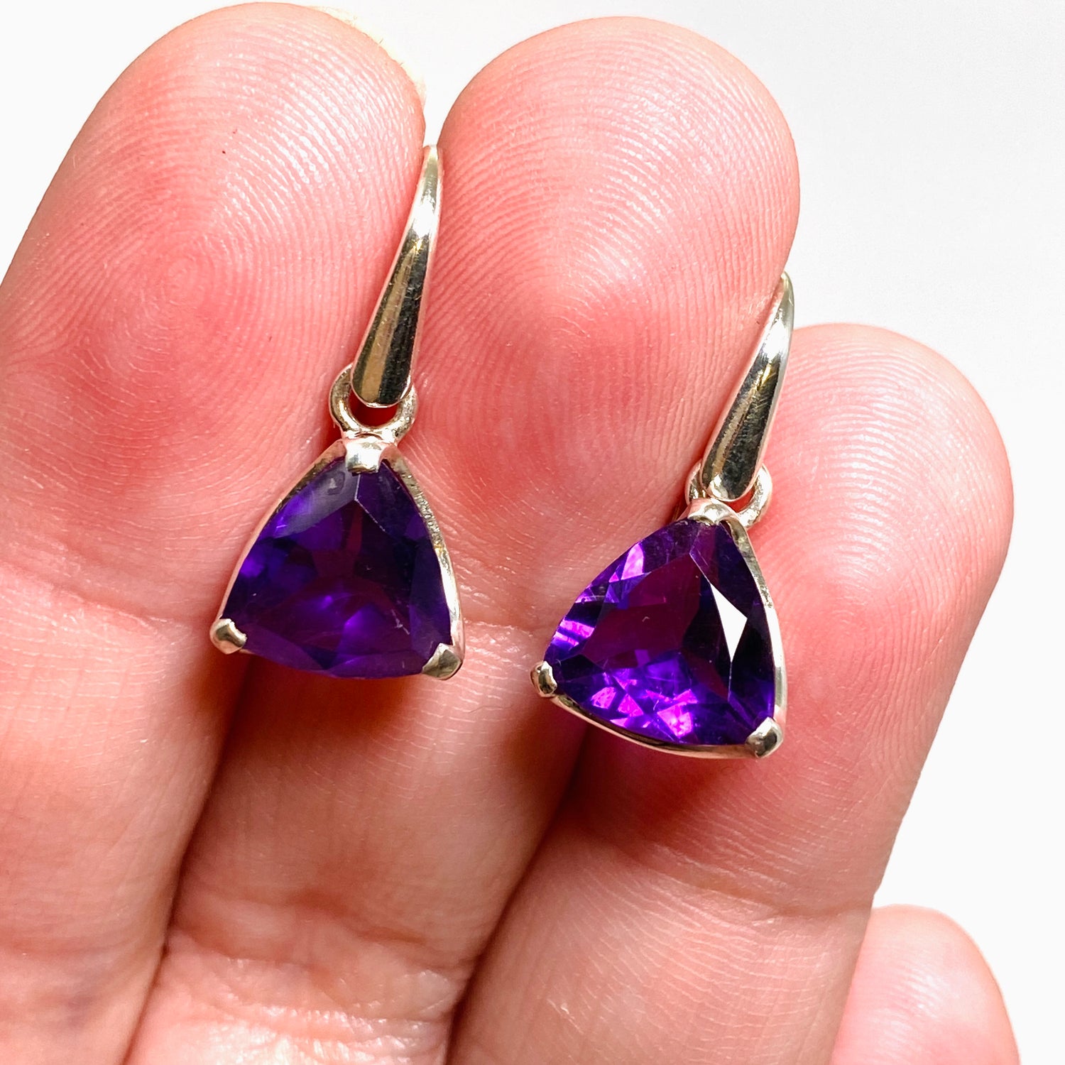 Amethyst Triangular Faceted Earrings PEG301