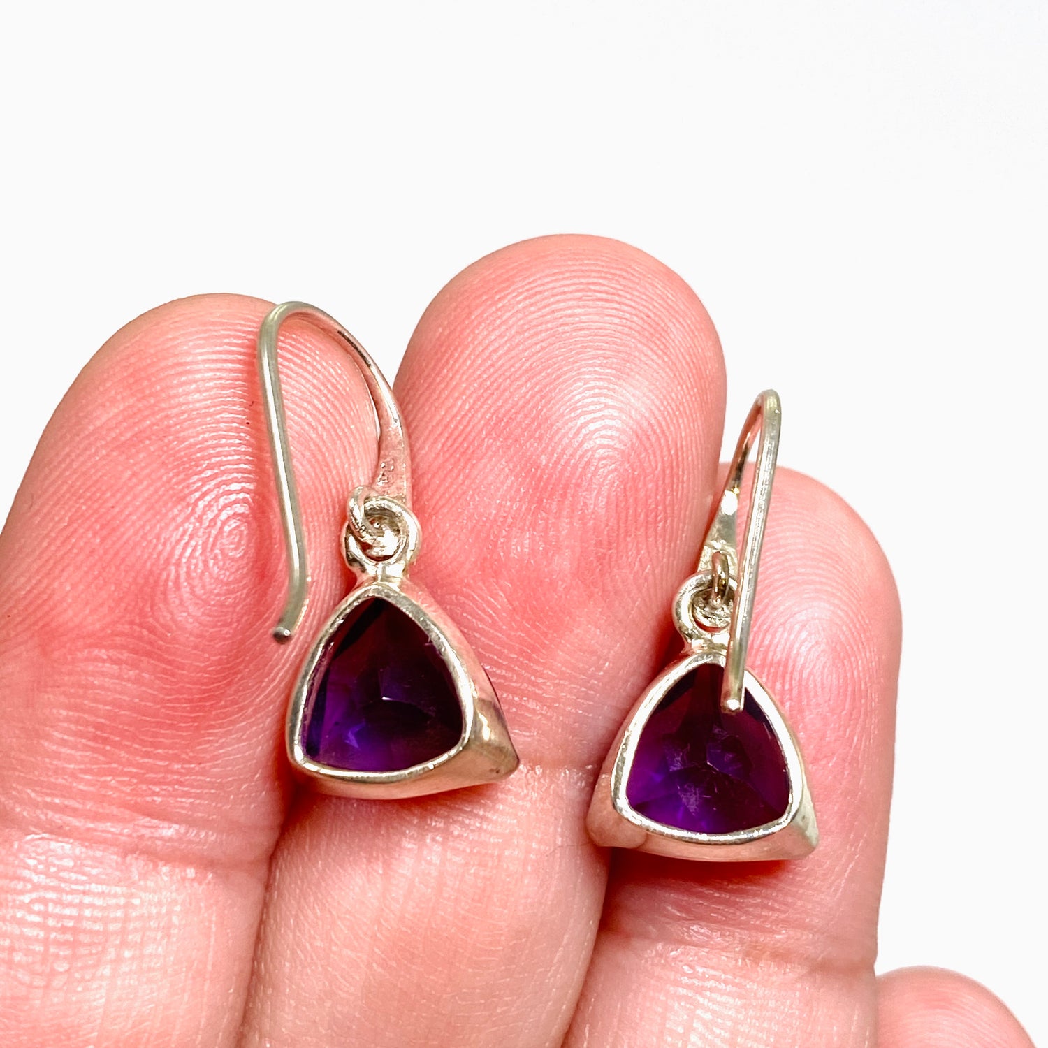 Amethyst Triangular Faceted Earrings PEG301