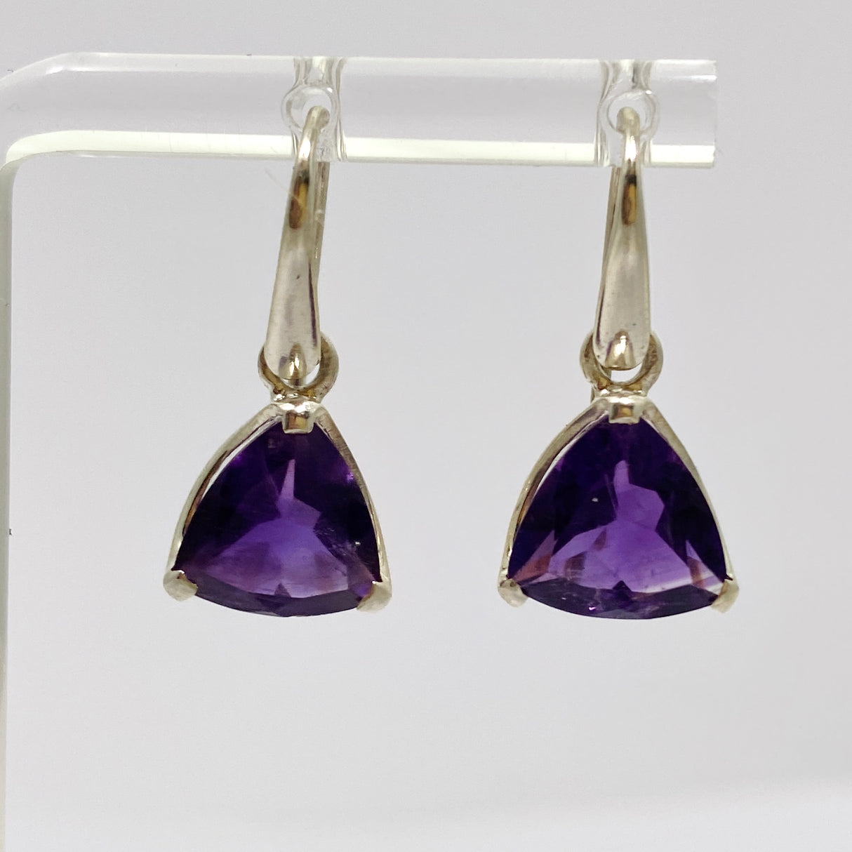 Amethyst Triangular Faceted Earrings PEG301