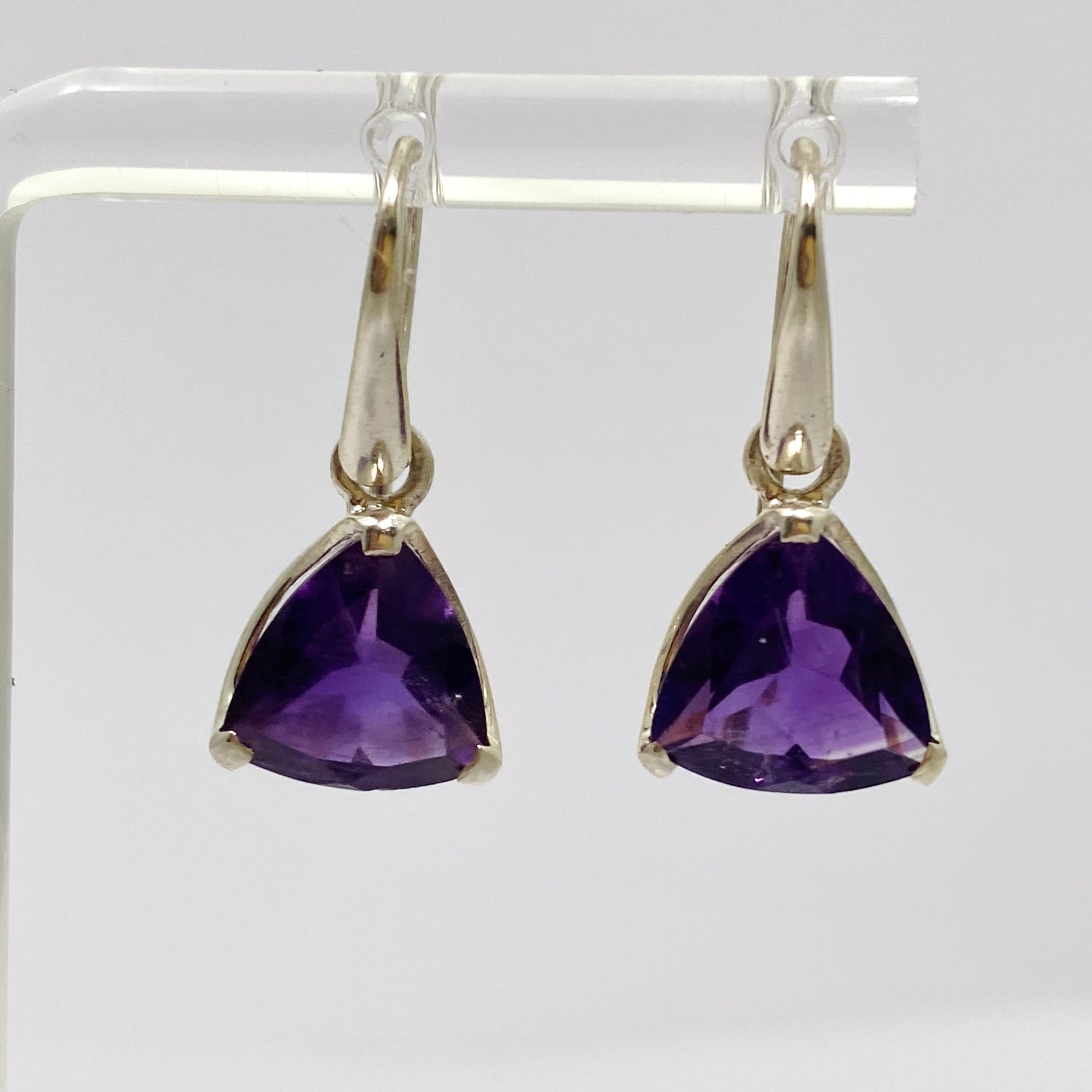 Amethyst Triangular Faceted Earrings PEG301