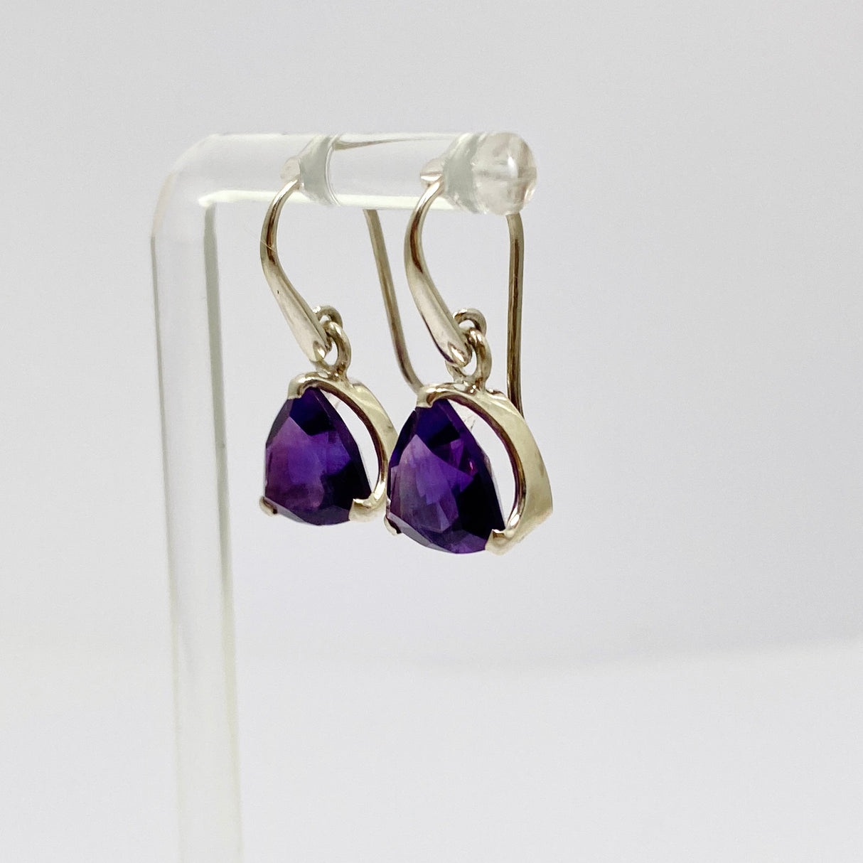 Amethyst Triangular Faceted Earrings PEG301