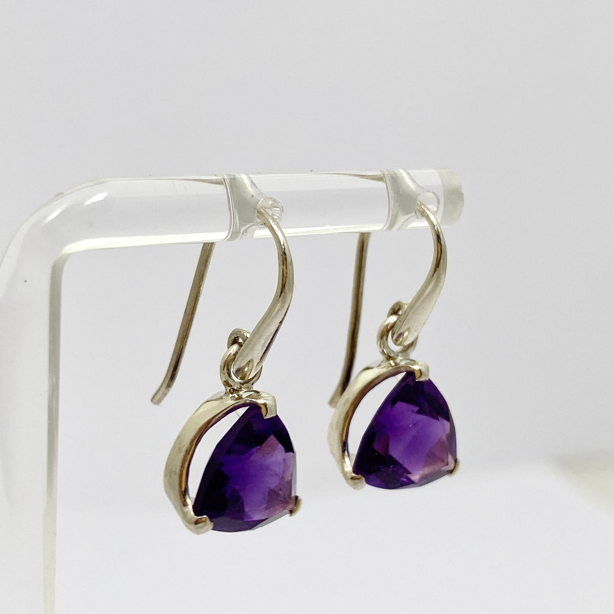 Amethyst Triangular Faceted Earrings PEG301