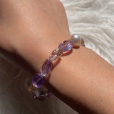 Ametrine Faceted Bead and Pearl Gemstone Bracelet GB-EP-AMT-01 - Nature's Magick