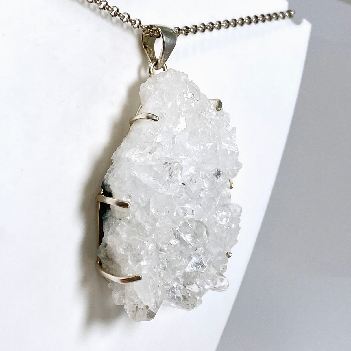 Apophyllite Freeform Raw Crystal Statement Pendant PPGJ1262