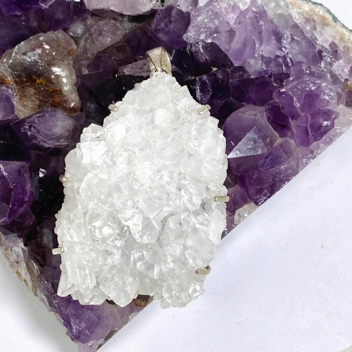 Apophyllite Freeform Raw Crystal Statement Pendant PPGJ1262