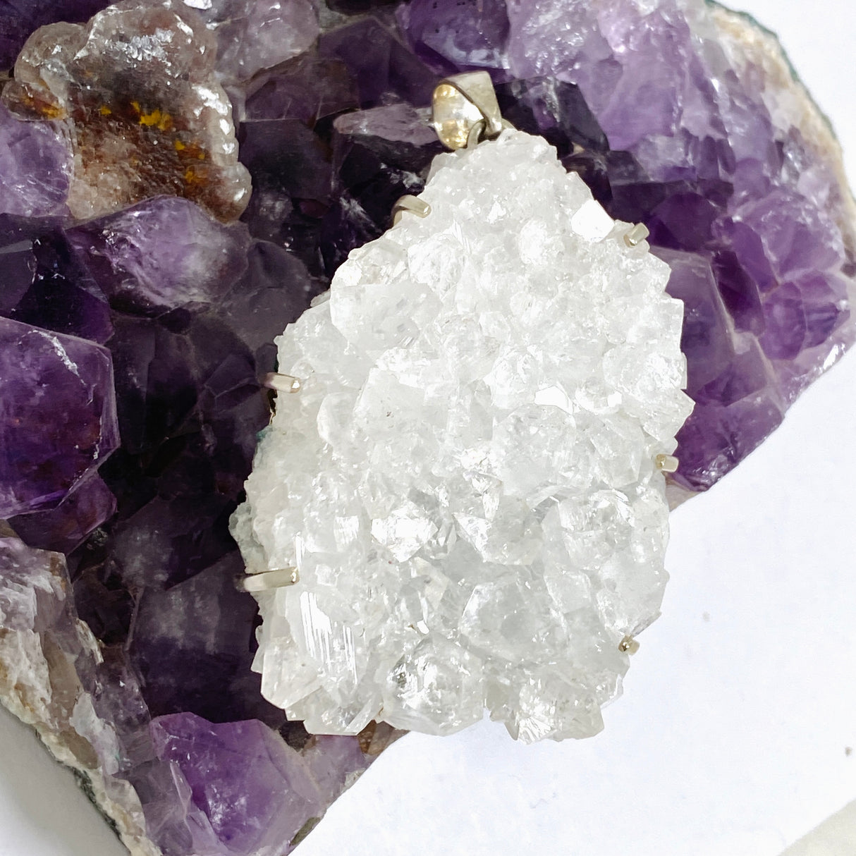 Apophyllite Freeform Raw Crystal Statement Pendant PPGJ1262