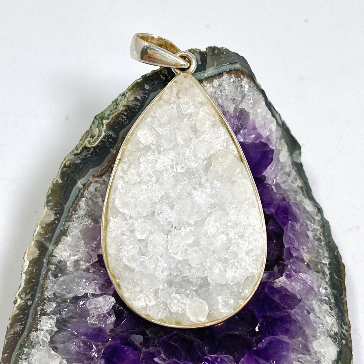 Apophyllite Teardrop Raw Crystal Pendant PPGJ1265