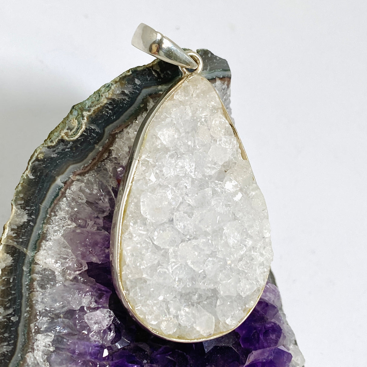 Apophyllite Teardrop Raw Crystal Pendant PPGJ1265