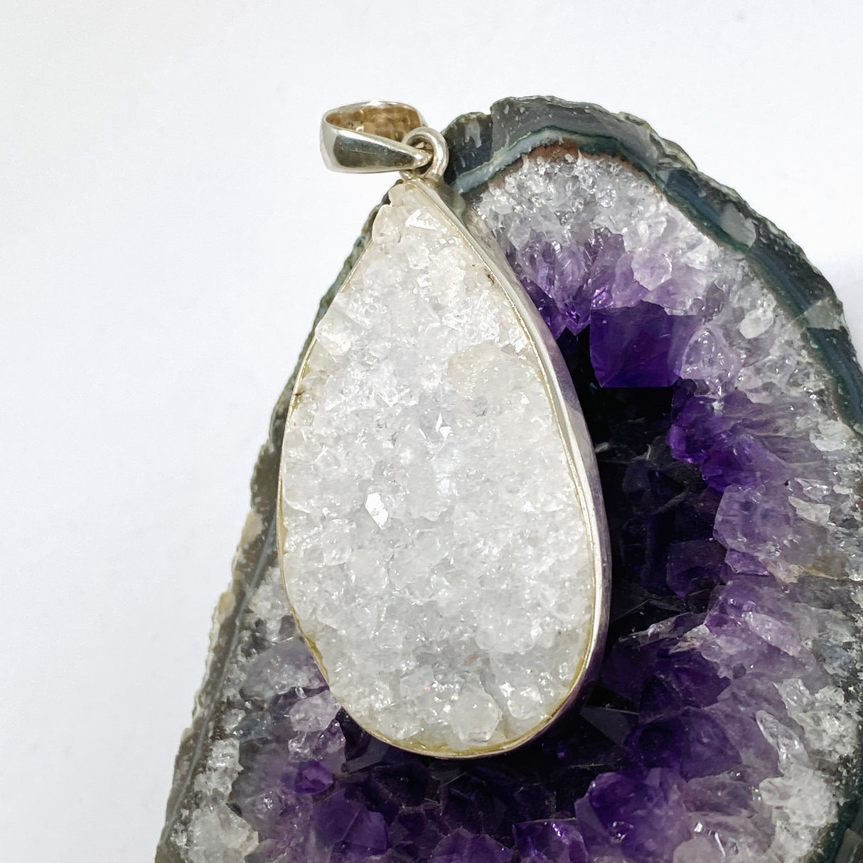 Apophyllite Teardrop Raw Crystal Pendant PPGJ1265