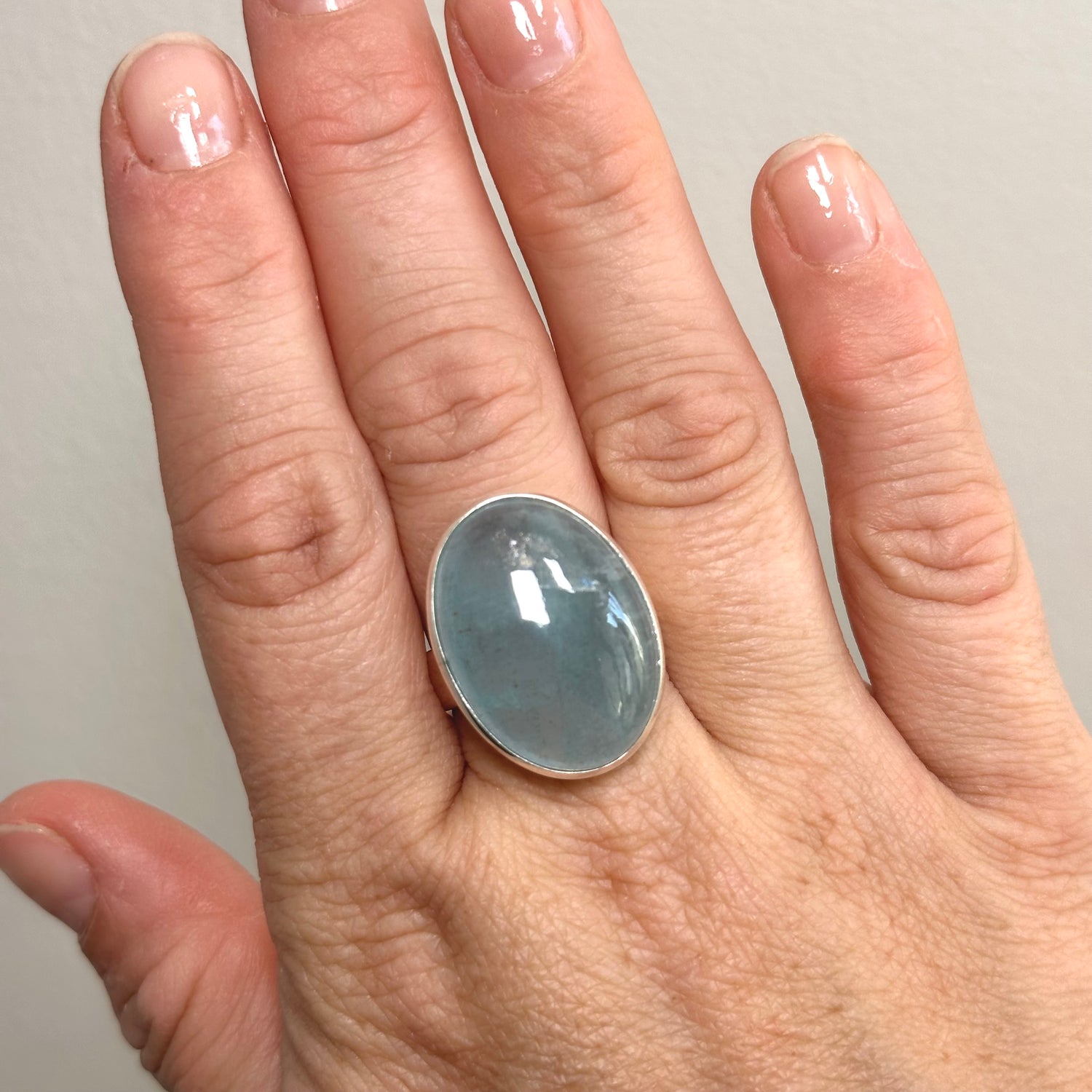 Aquamarine Oval Cabochon Ring Size 10 PRGJ809
