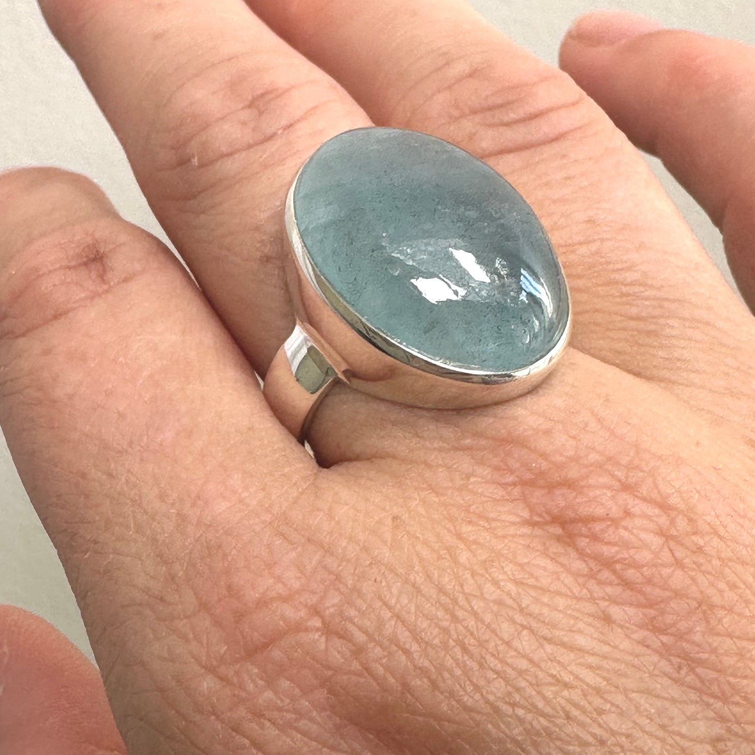 Aquamarine Oval Cabochon Ring Size 10 PRGJ809