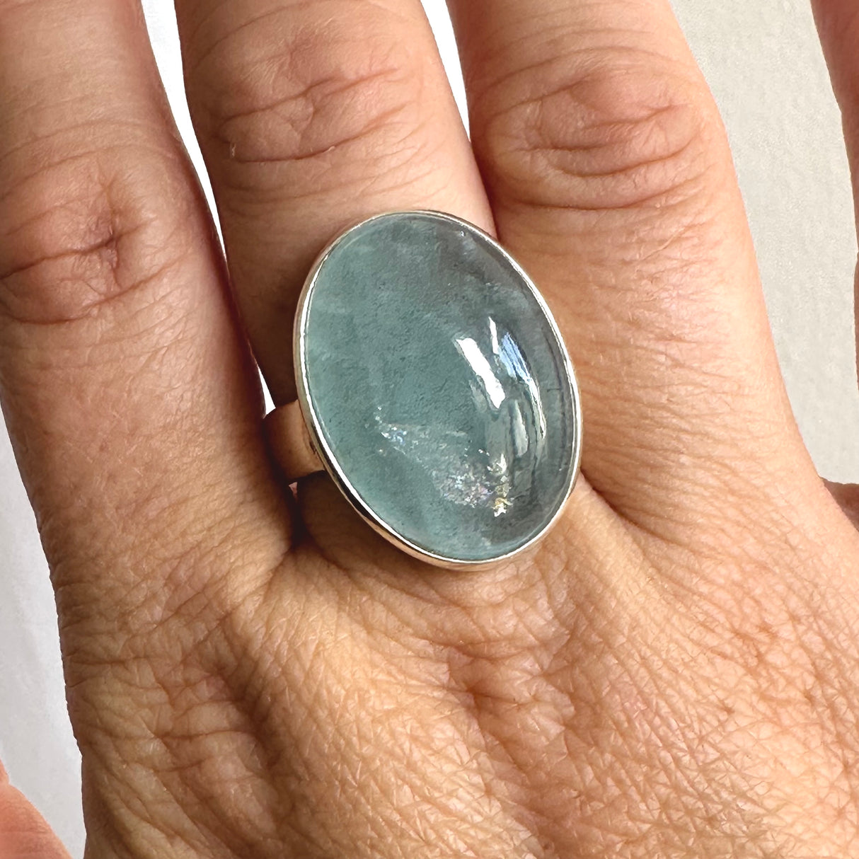 Aquamarine Oval Cabochon Ring Size 10 PRGJ809