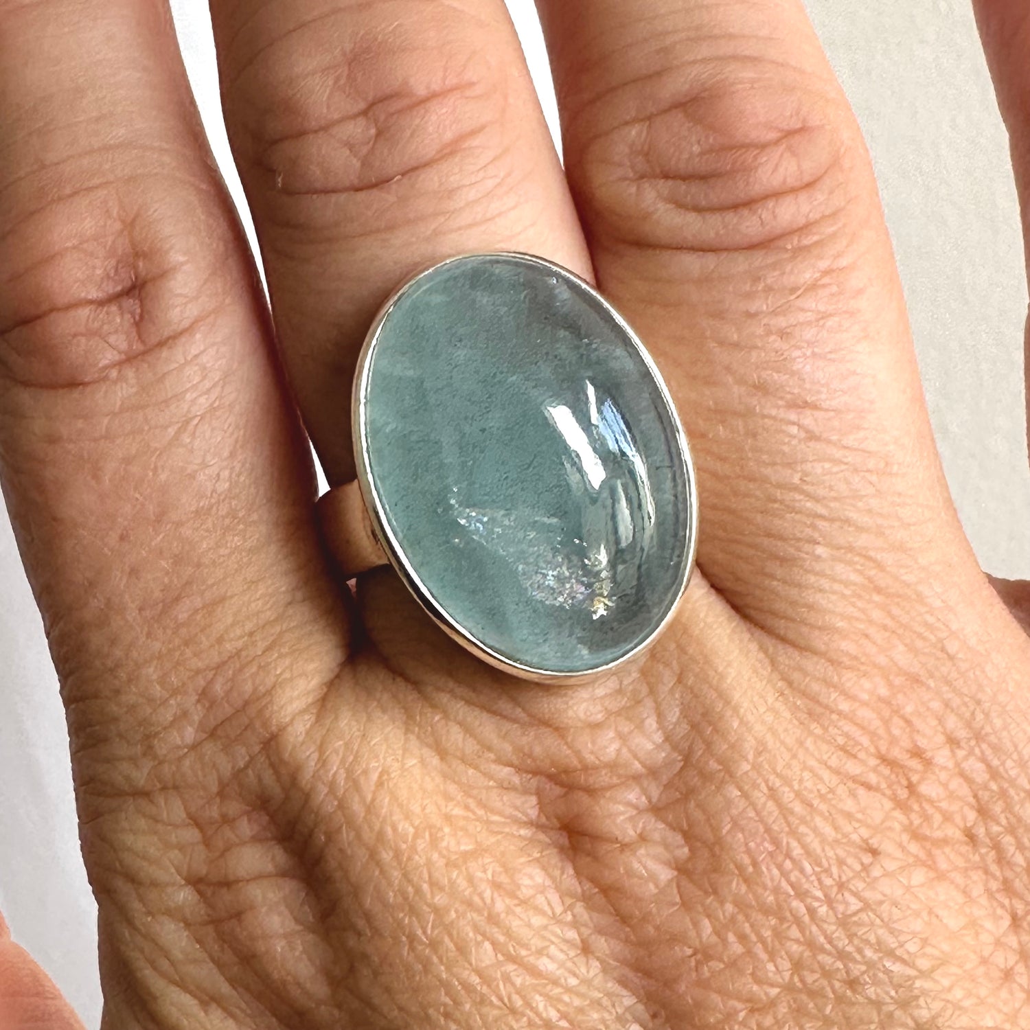 Aquamarine Oval Cabochon Ring Size 10 PRGJ809