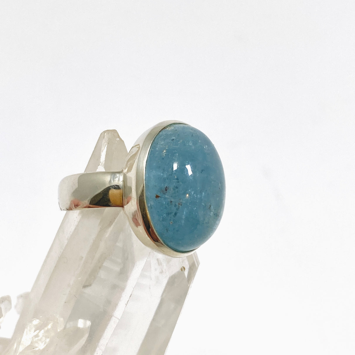 Aquamarine Oval Cabochon Ring Size 7.5 PRGJ947