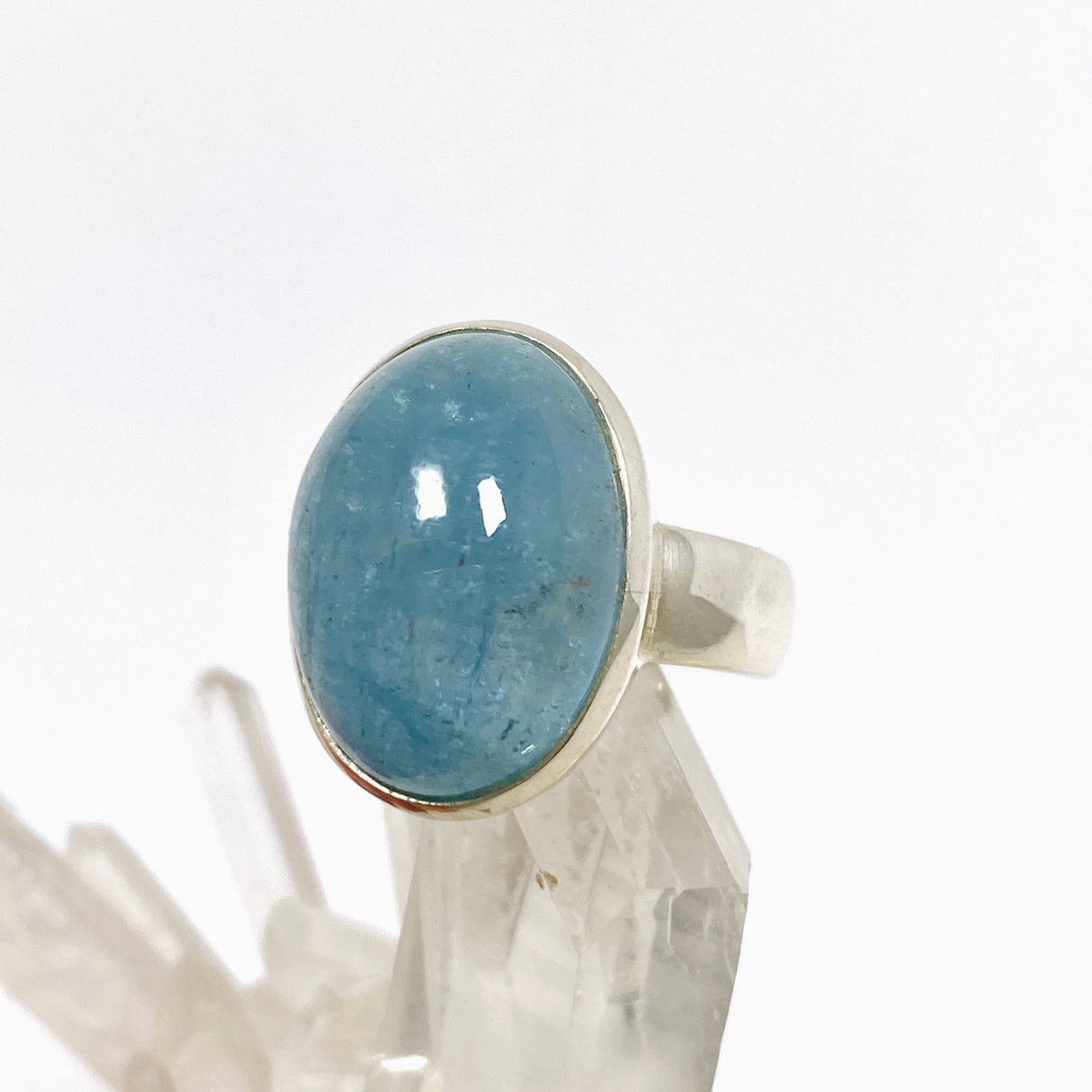 Aquamarine Oval Cabochon Ring Size 7.5 PRGJ947