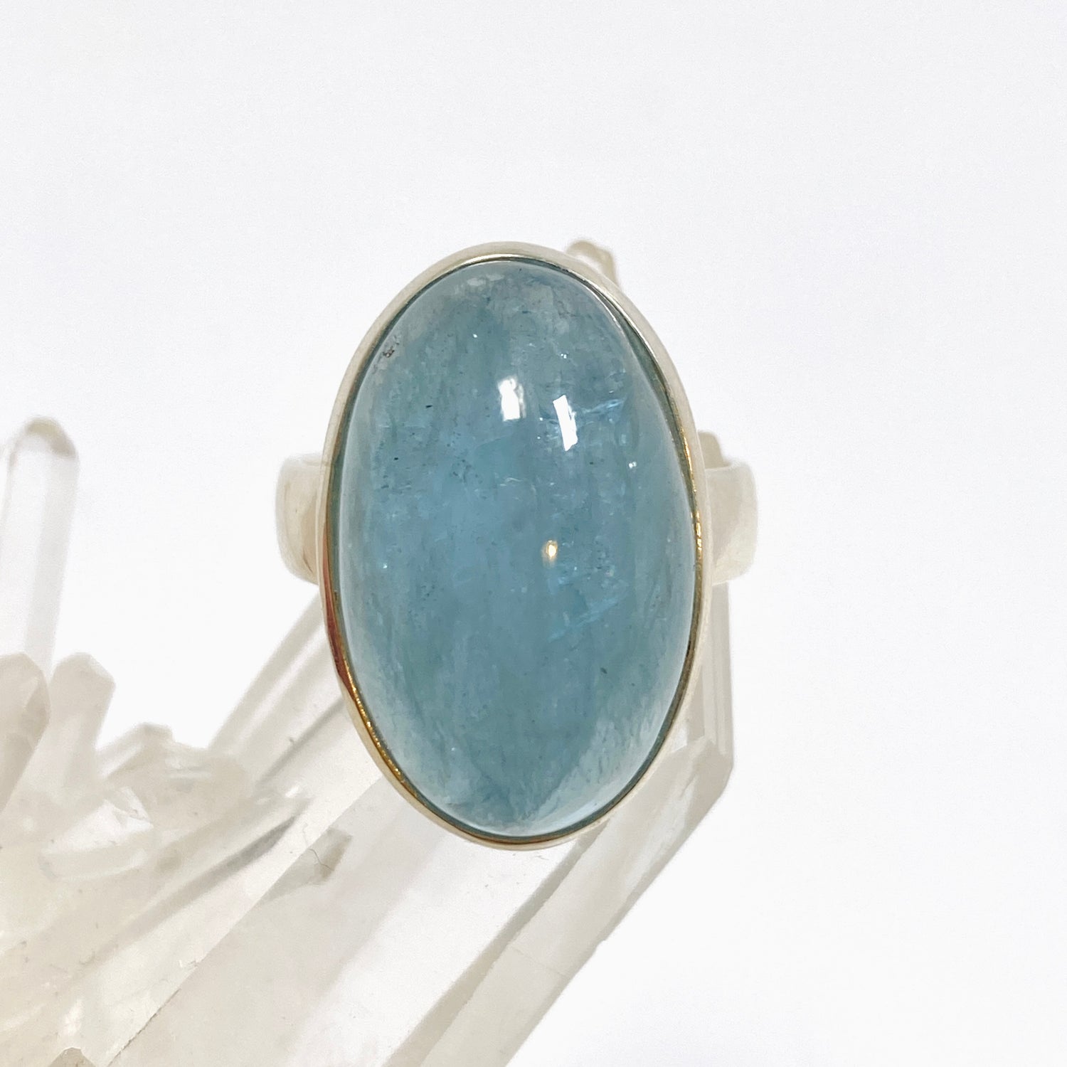 Aquamarine Oval Cabochon Ring Size 9.5 PRGJ948