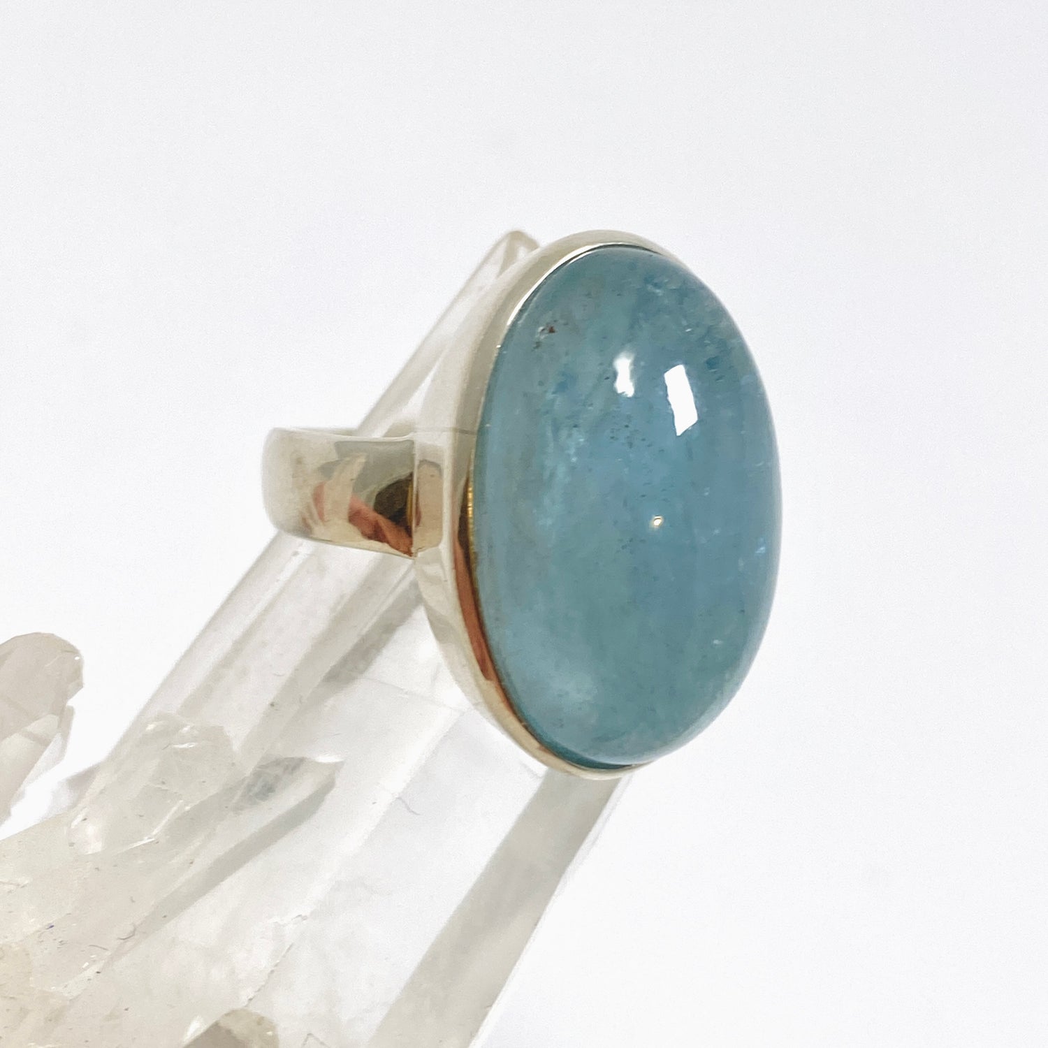 Aquamarine Oval Cabochon Ring Size 9.5 PRGJ948