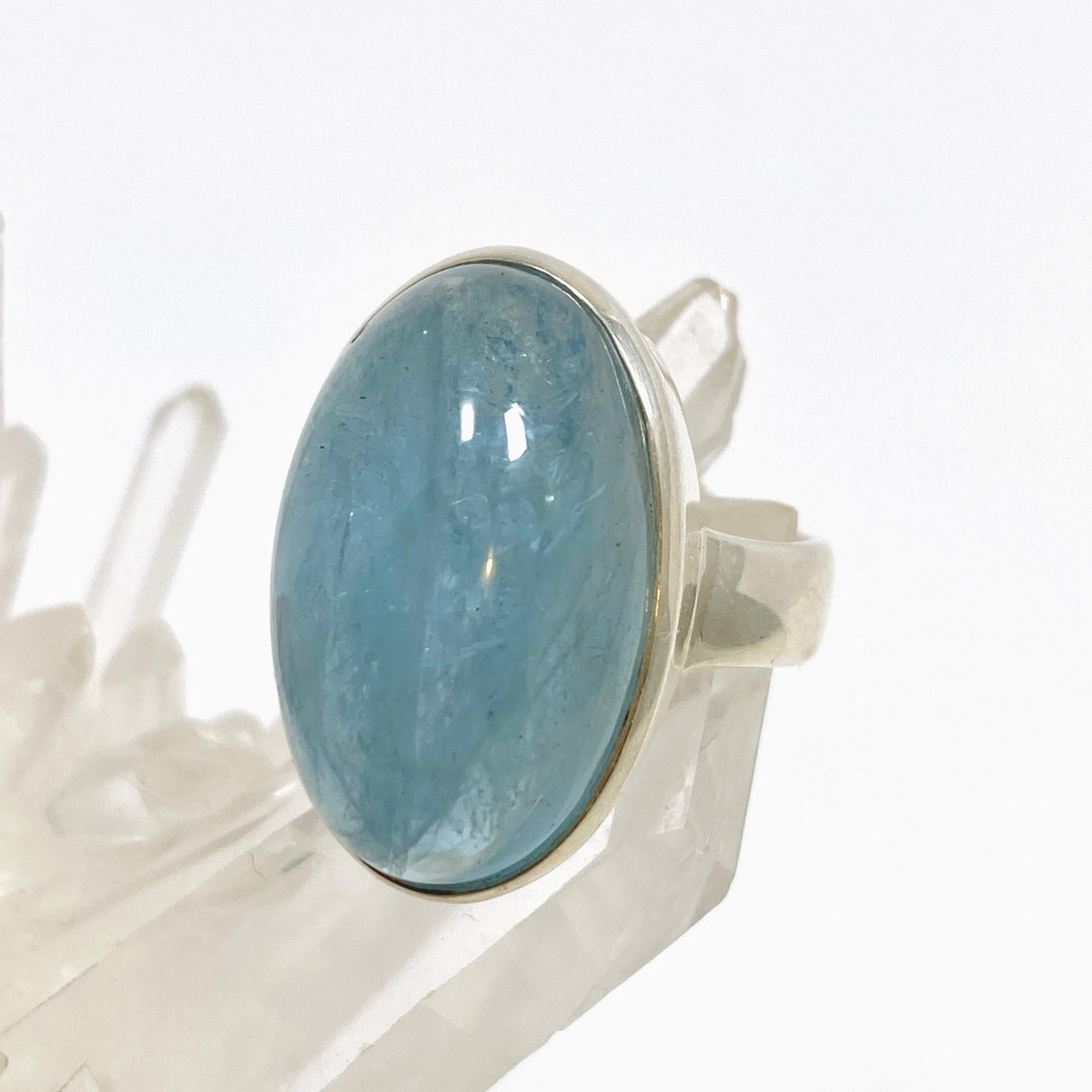 Aquamarine Oval Cabochon Ring Size 9.5 PRGJ948