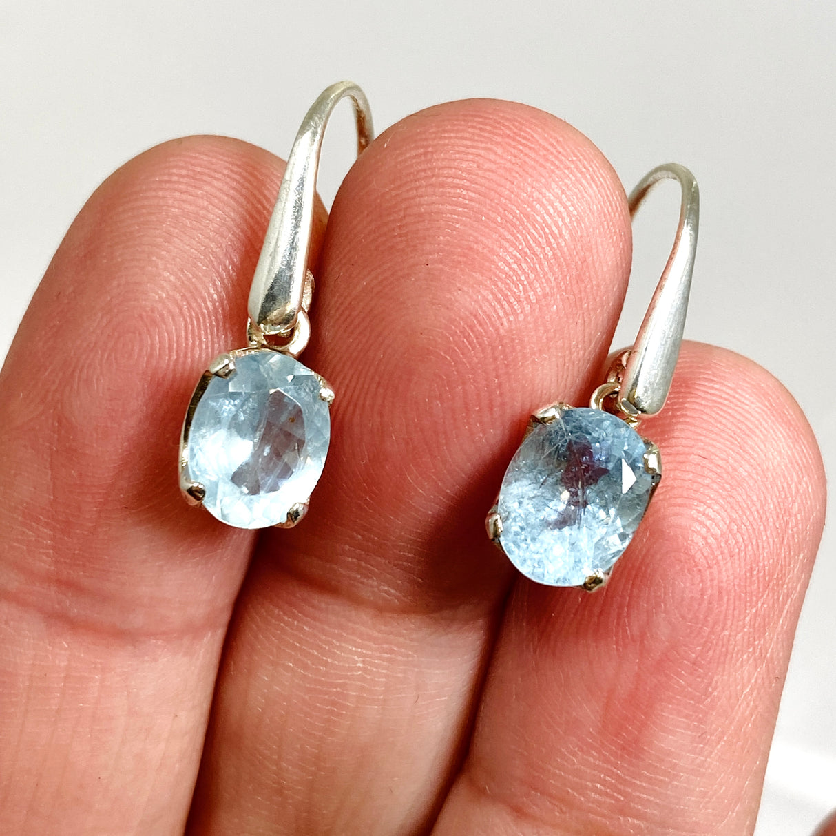 Aquamarine Oval Faceted Earrings PEGJ346