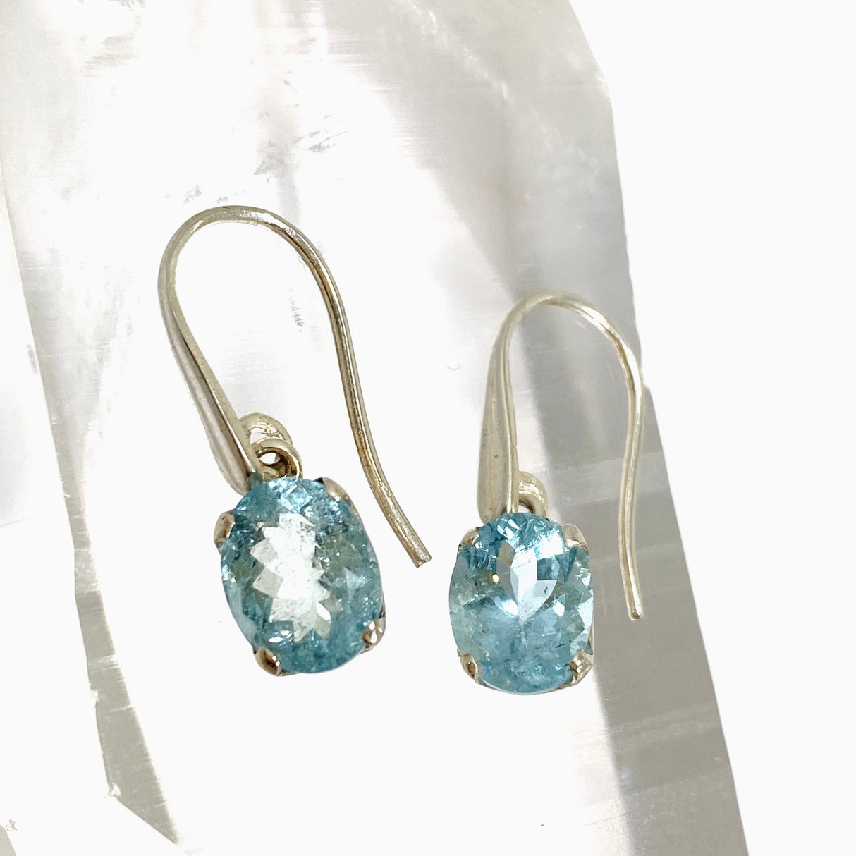 Aquamarine Oval Faceted Earrings PEGJ348