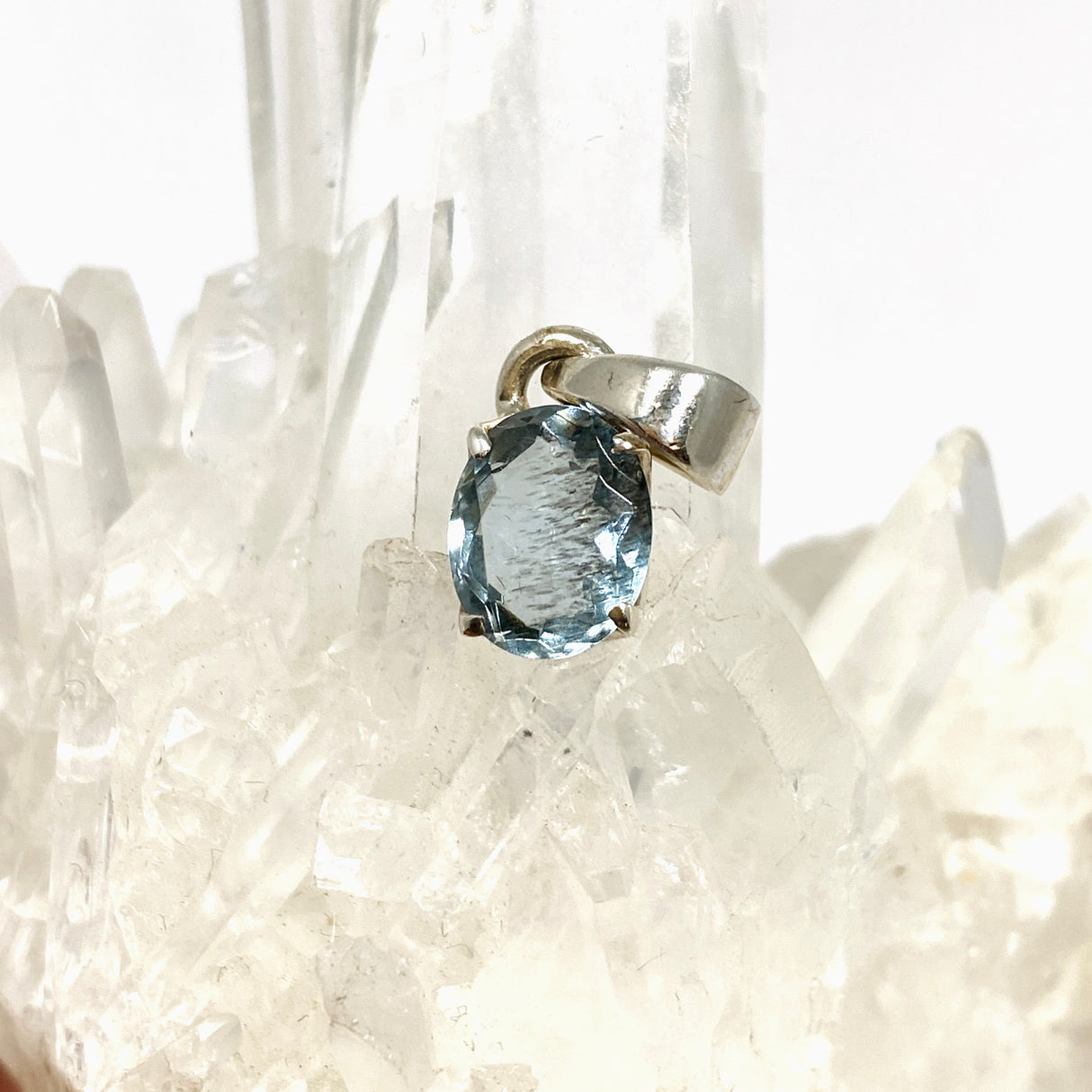 Aquamarine Oval Faceted Pendant PPGJ1126