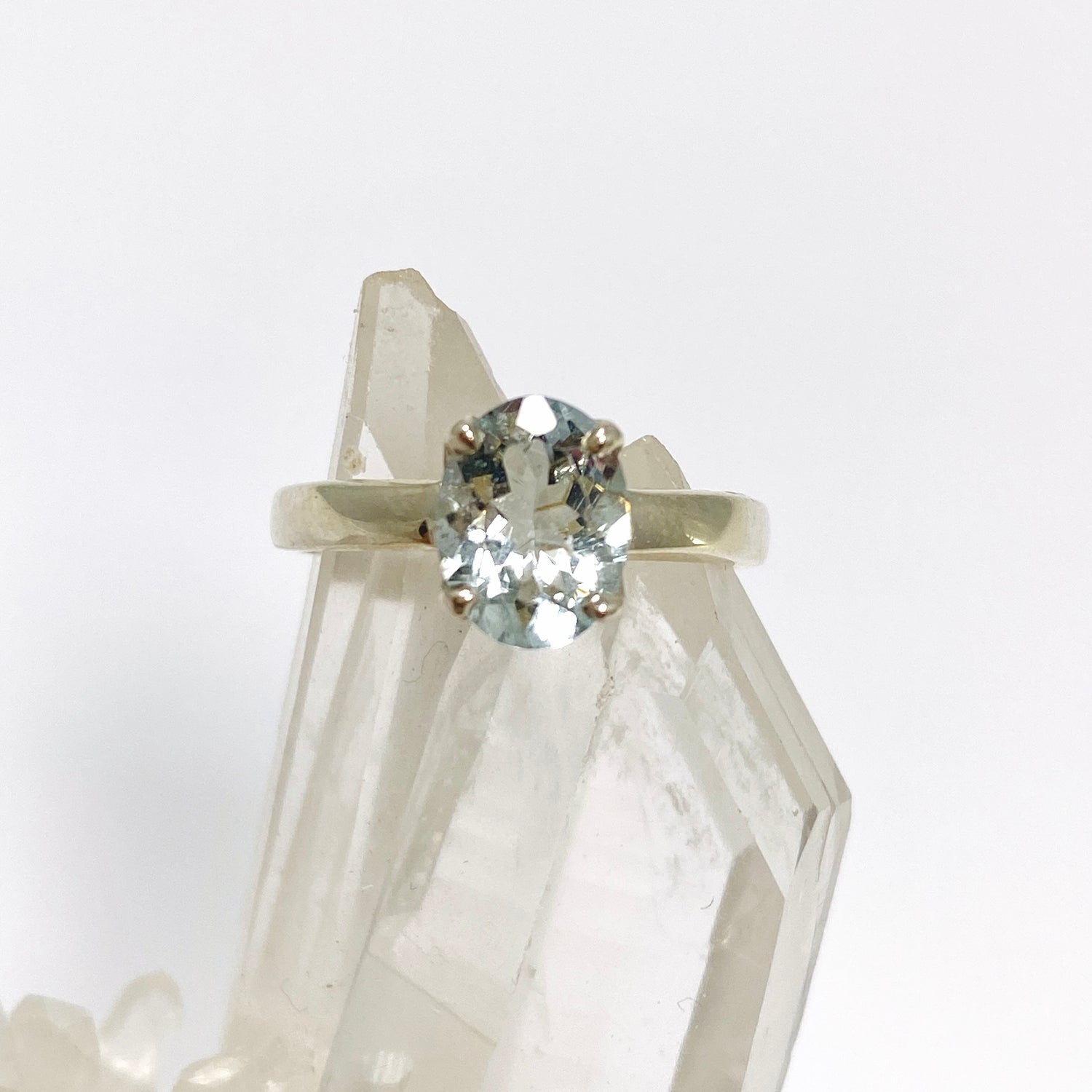 Aquamarine Oval Faceted Ring Size 5 PRGJ802