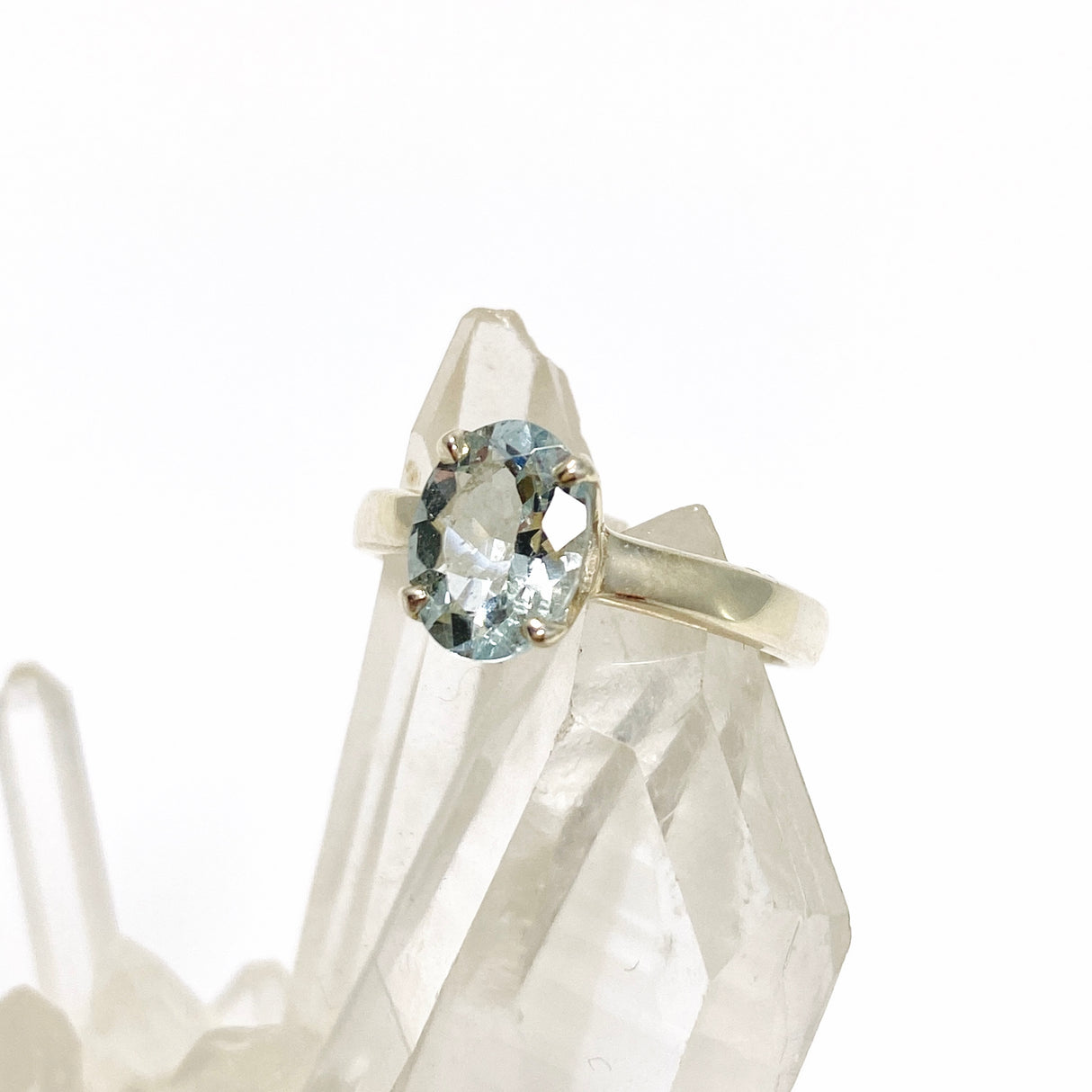 Aquamarine Oval Faceted Ring Size 5 PRGJ802