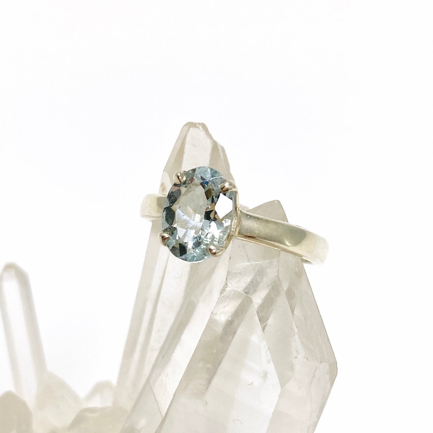 Aquamarine Oval Faceted Ring Size 5 PRGJ802
