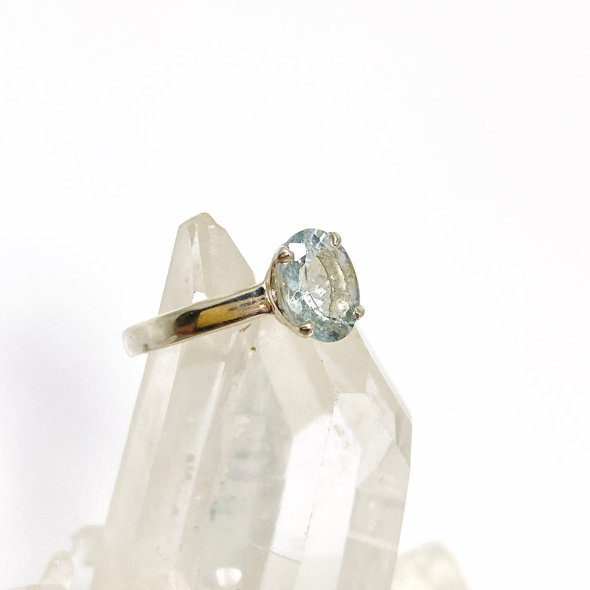 Aquamarine Oval Faceted Ring Size 5 PRGJ802