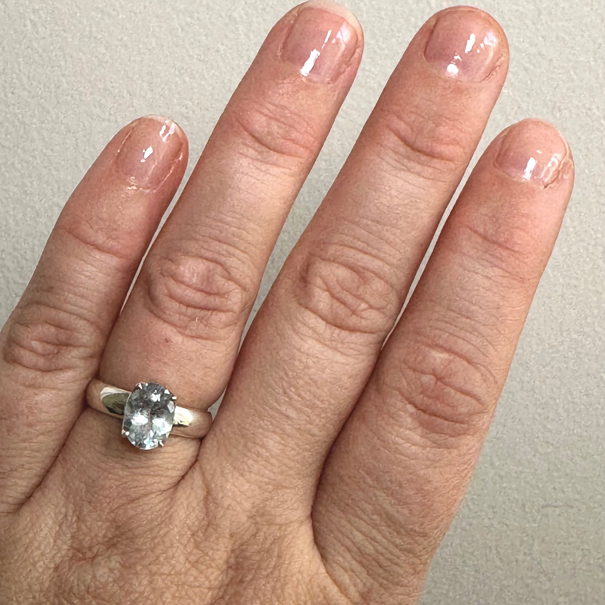 Aquamarine Oval Faceted Ring Size 6 PRGJ804