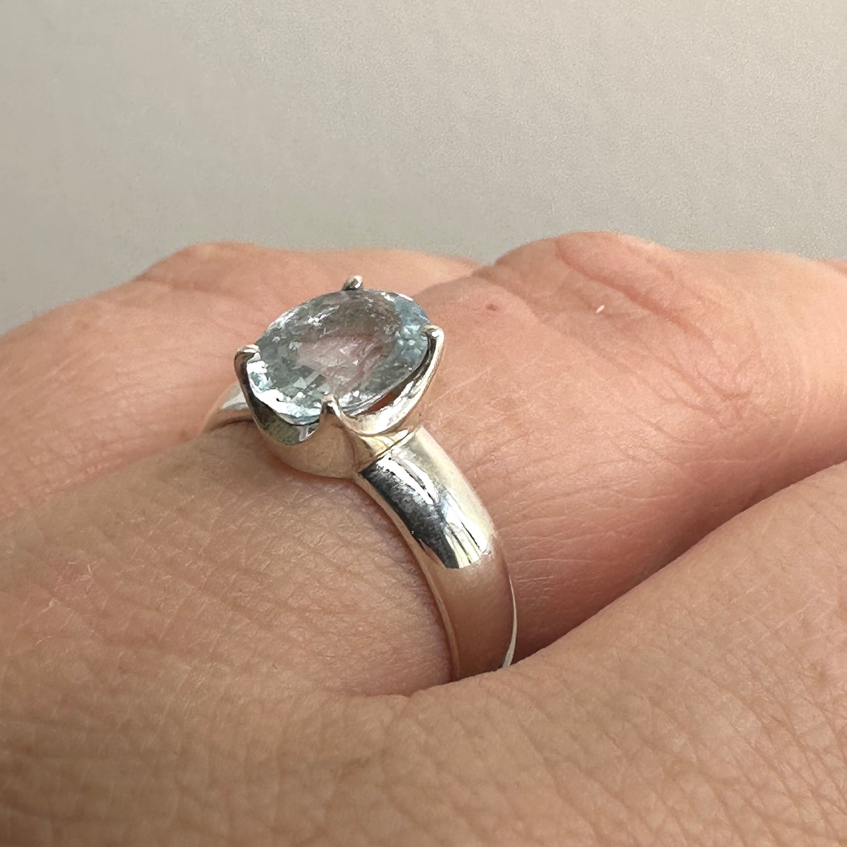 Aquamarine Oval Faceted Ring Size 6 PRGJ804