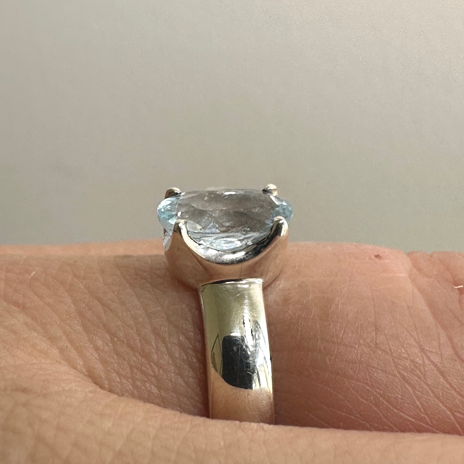 Aquamarine Oval Faceted Ring Size 6 PRGJ804