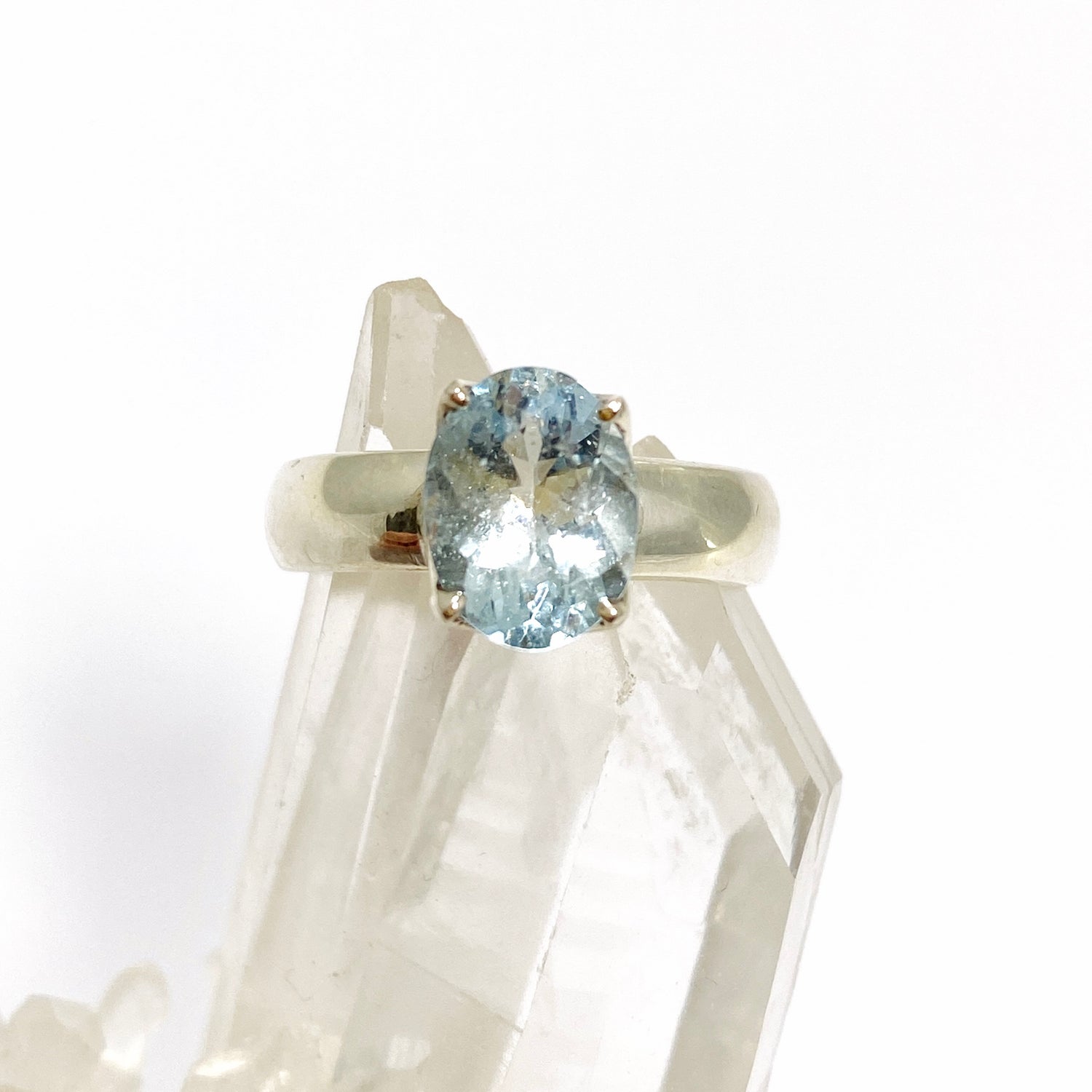 Aquamarine Oval Faceted Ring Size 6 PRGJ804