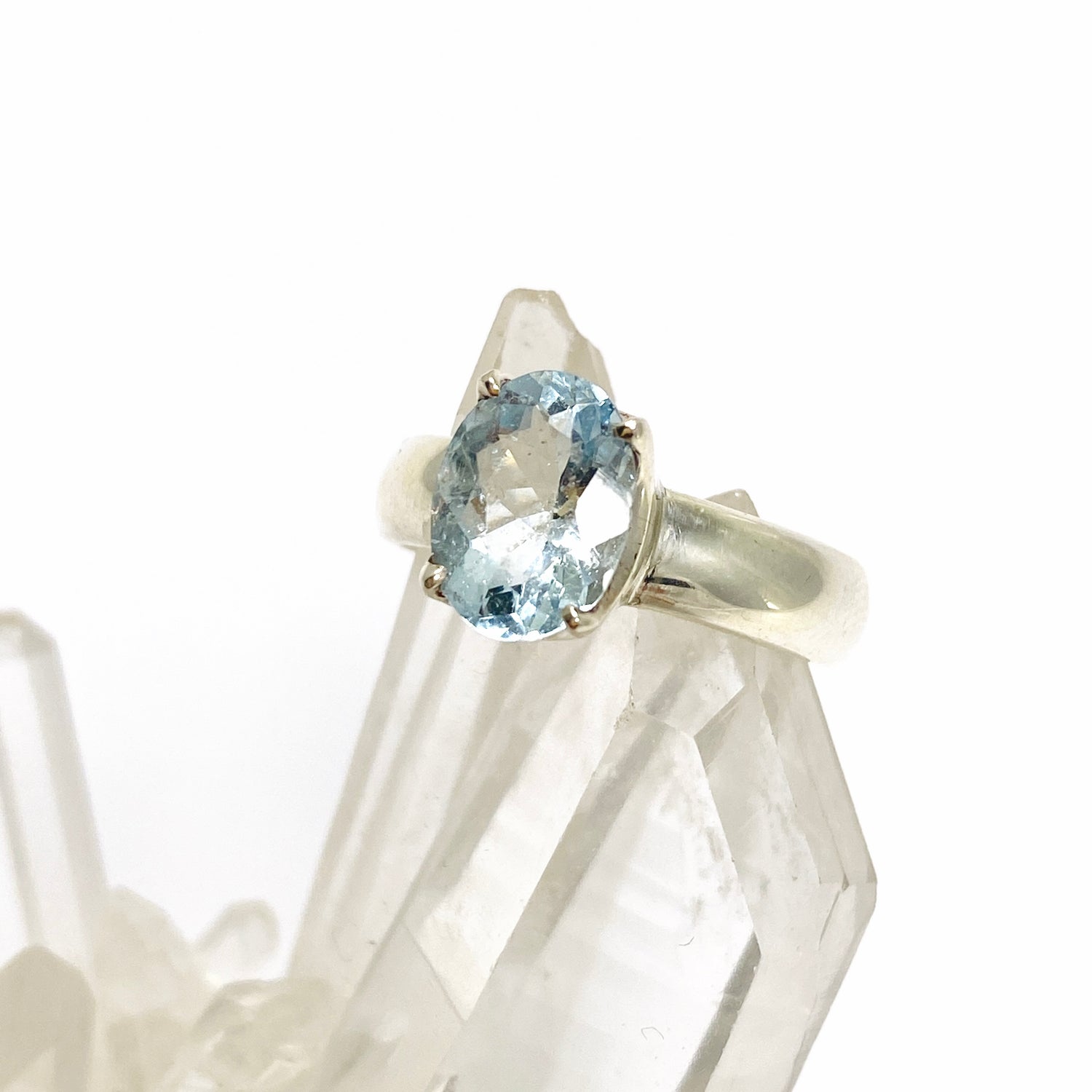 Aquamarine Oval Faceted Ring Size 6 PRGJ804