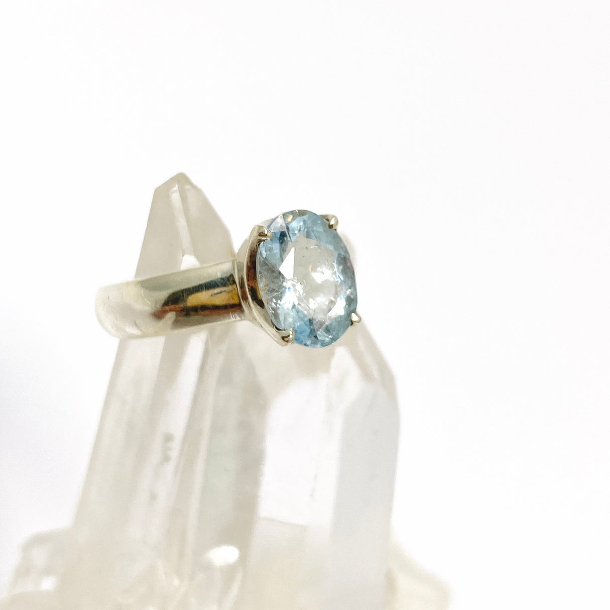 Aquamarine Oval Faceted Ring Size 6 PRGJ804
