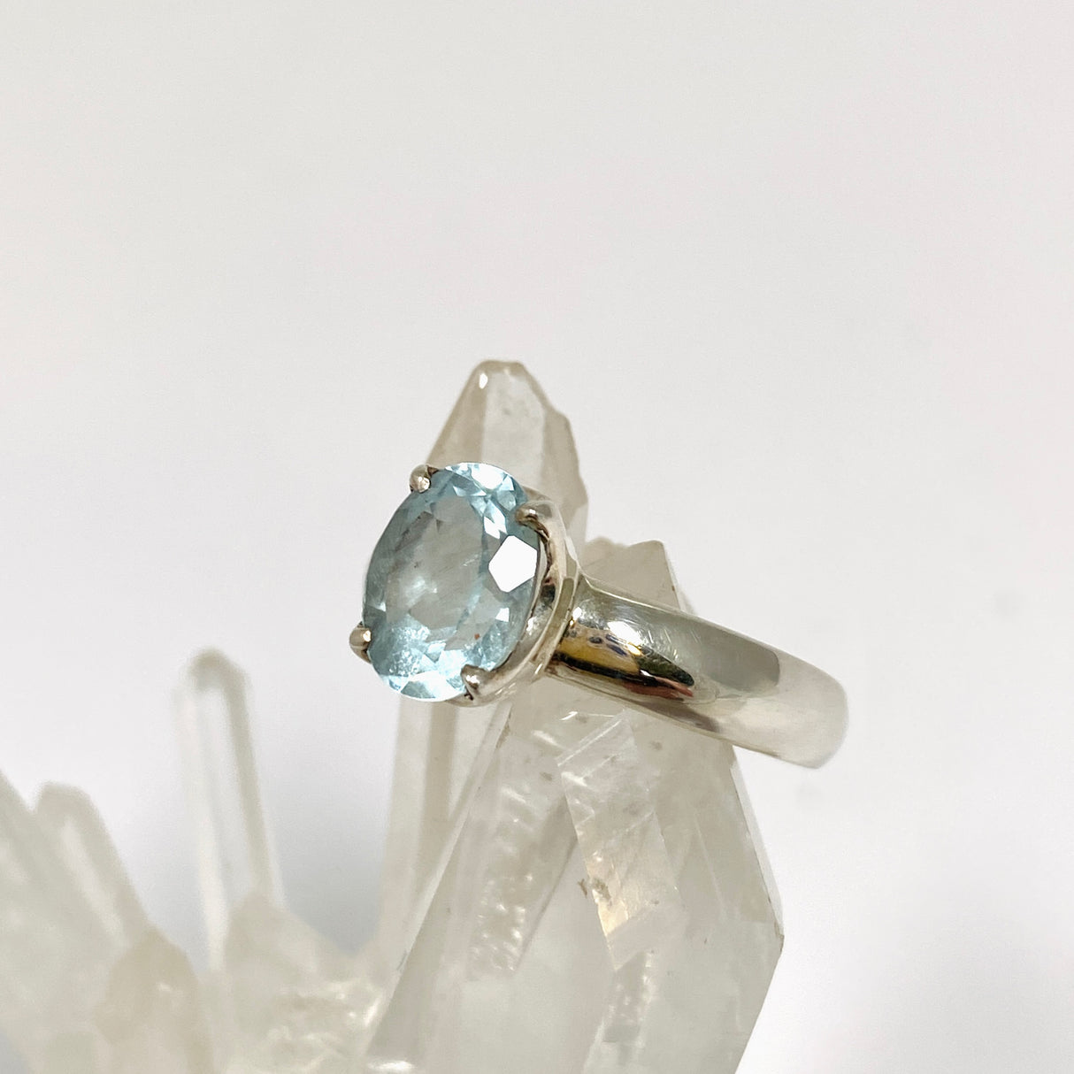Aquamarine Oval Faceted Ring Size 8 PRGJ929
