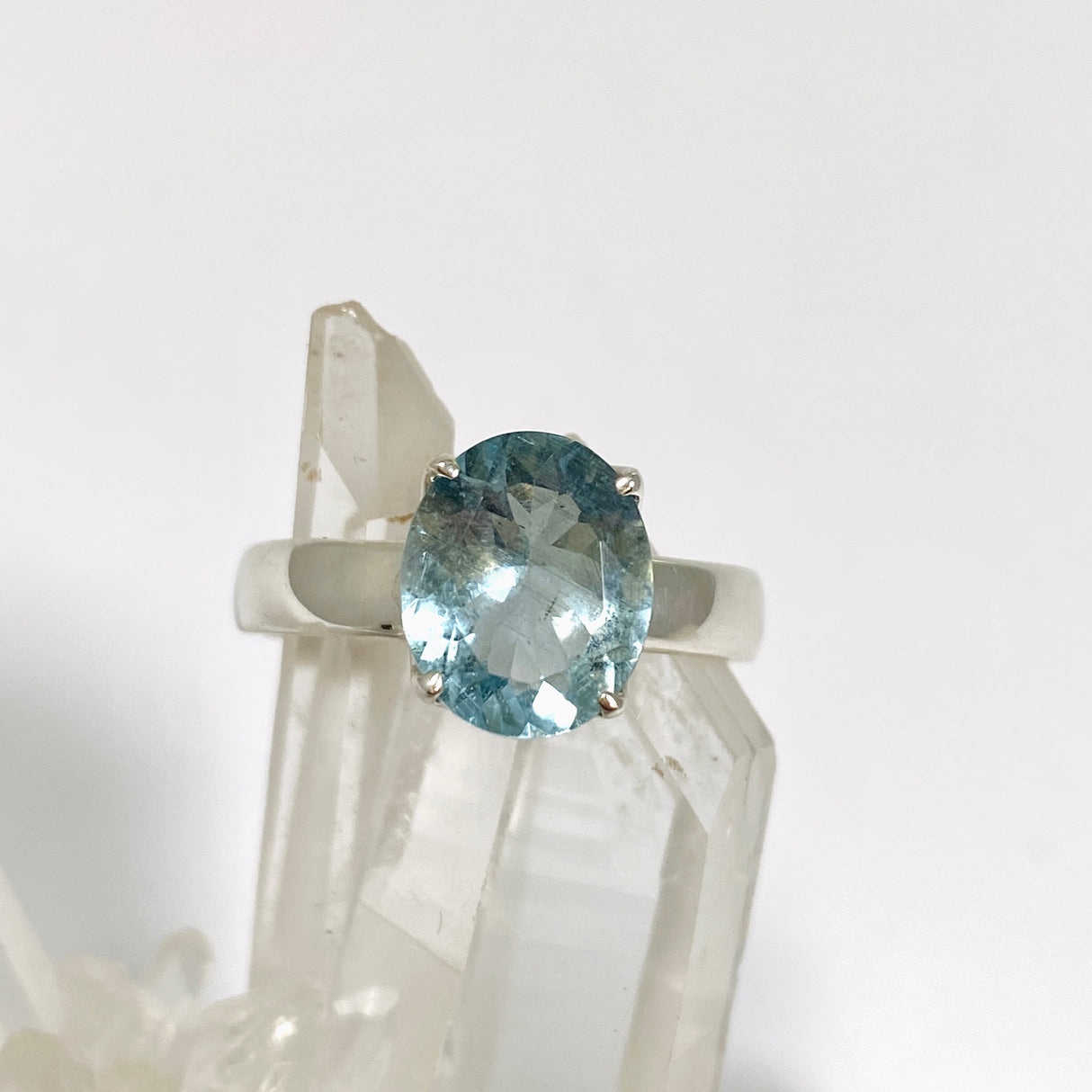 Aquamarine Oval Faceted Size Ring 9.5 PRGJ933