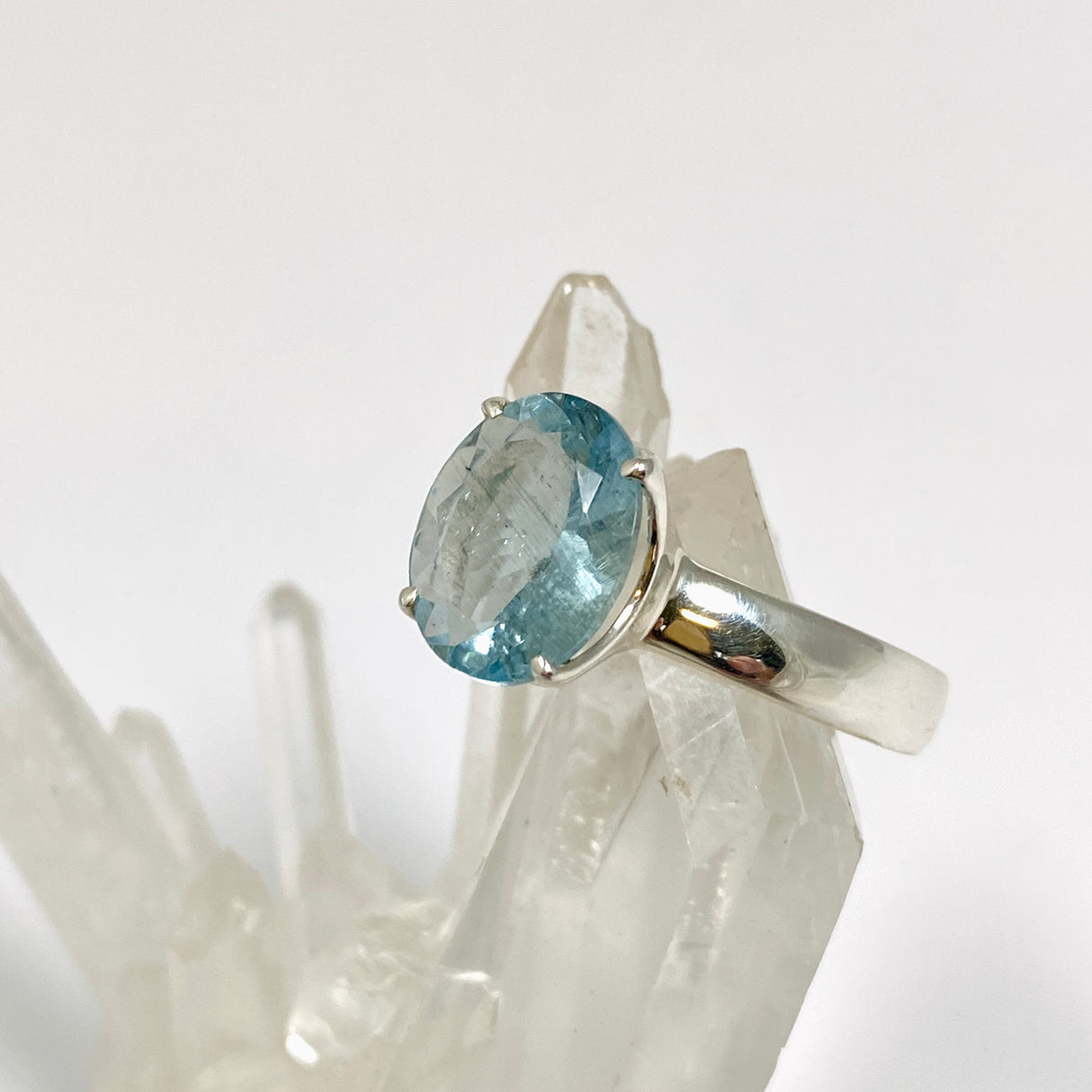 Aquamarine Oval Faceted Size Ring 9.5 PRGJ933