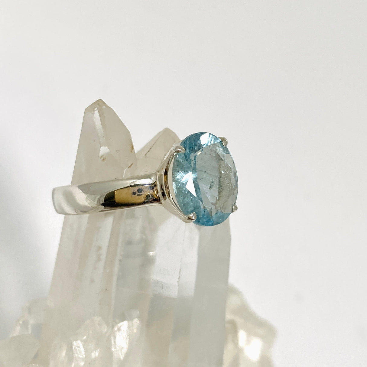 Aquamarine Oval Faceted Size Ring 9.5 PRGJ933