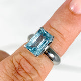 Aquamarine Rectangular Emerald Cut ring s.7 HRGJ-40 - Nature's Magick